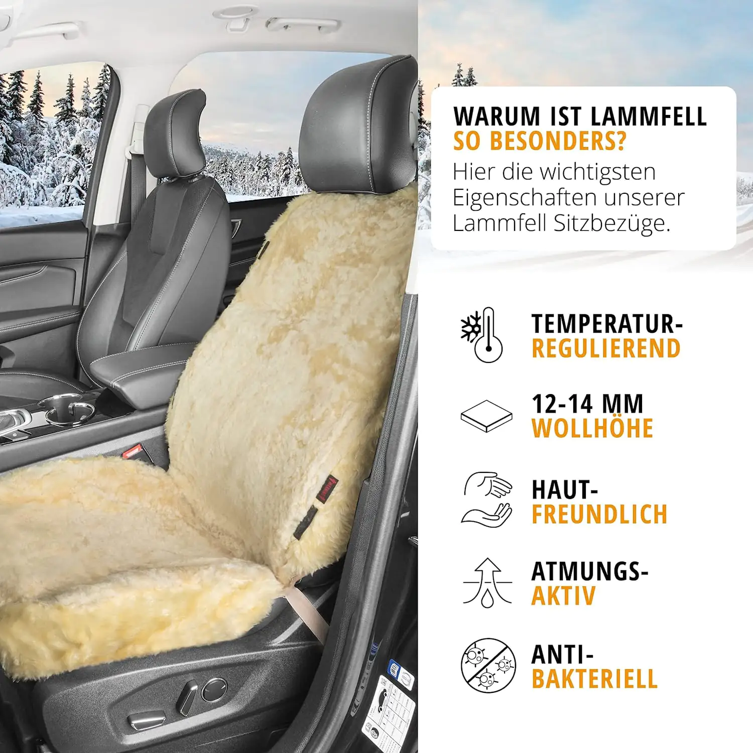 Walser Autositzbezug Lammfell Trish beige 1-teilig