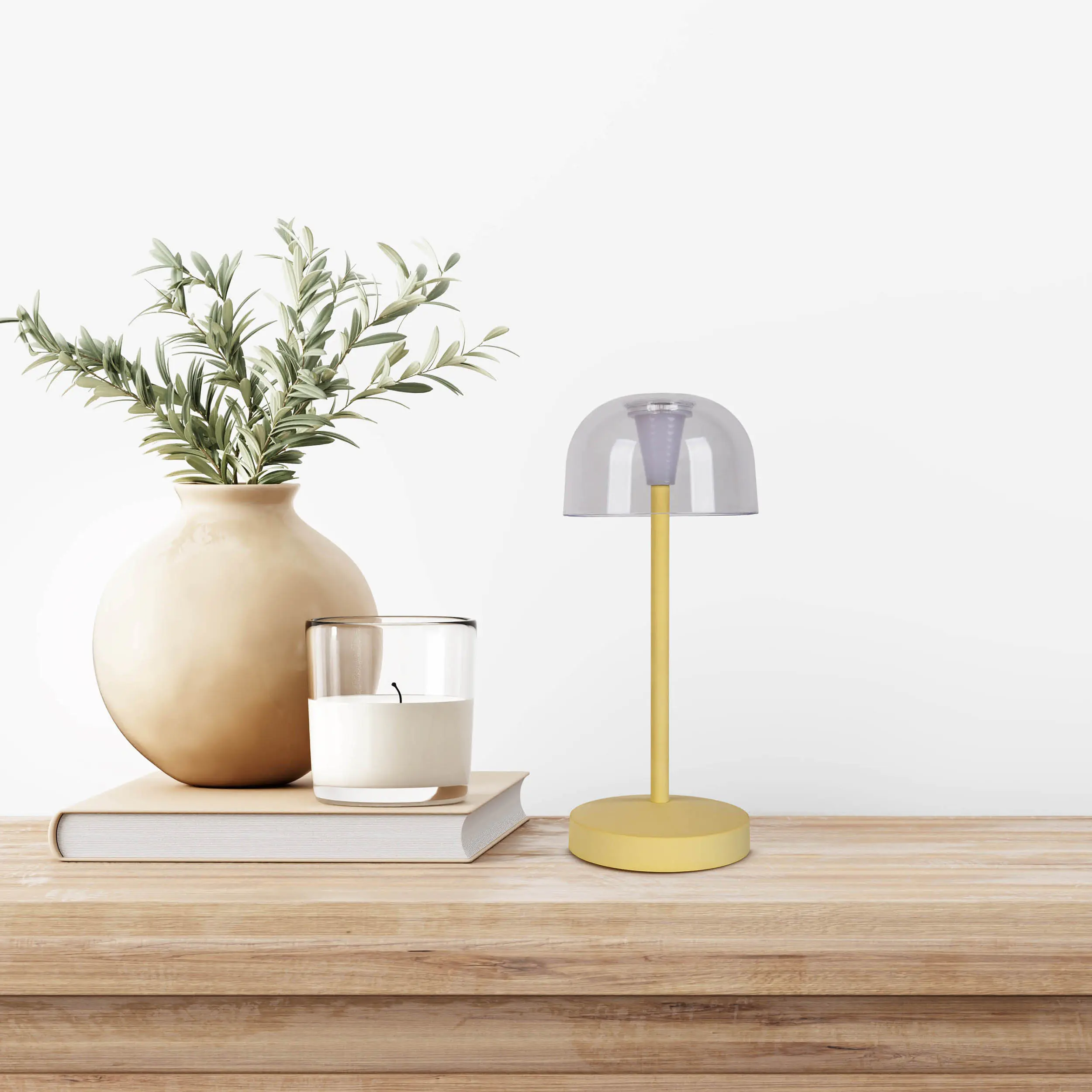 Light & More LED Akku-Tischleuchte Gomba gelb dimmbar
