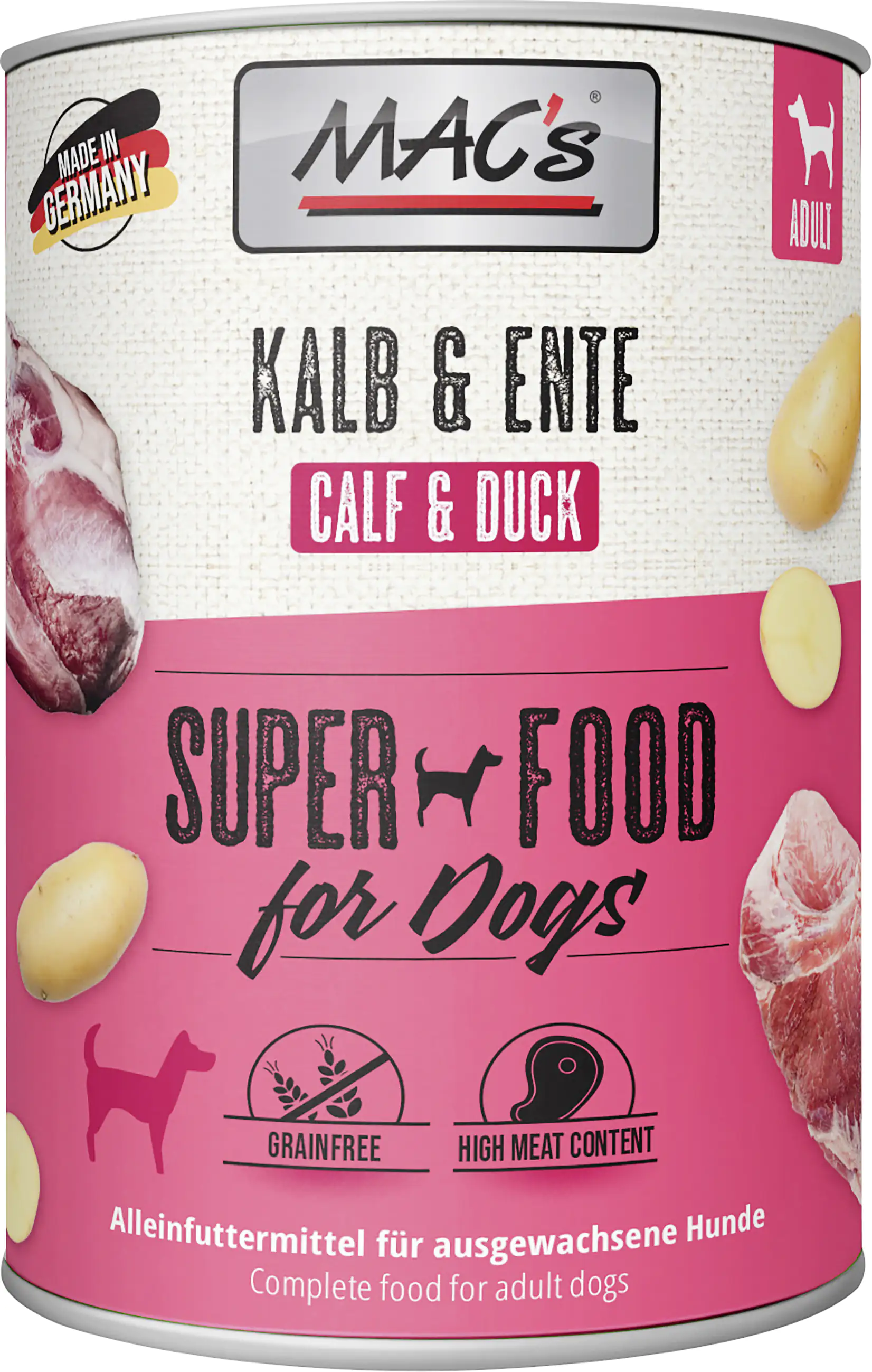 Macs Dog Hundenassfutter Adult getreidefrei 400 g Kalb & Ente