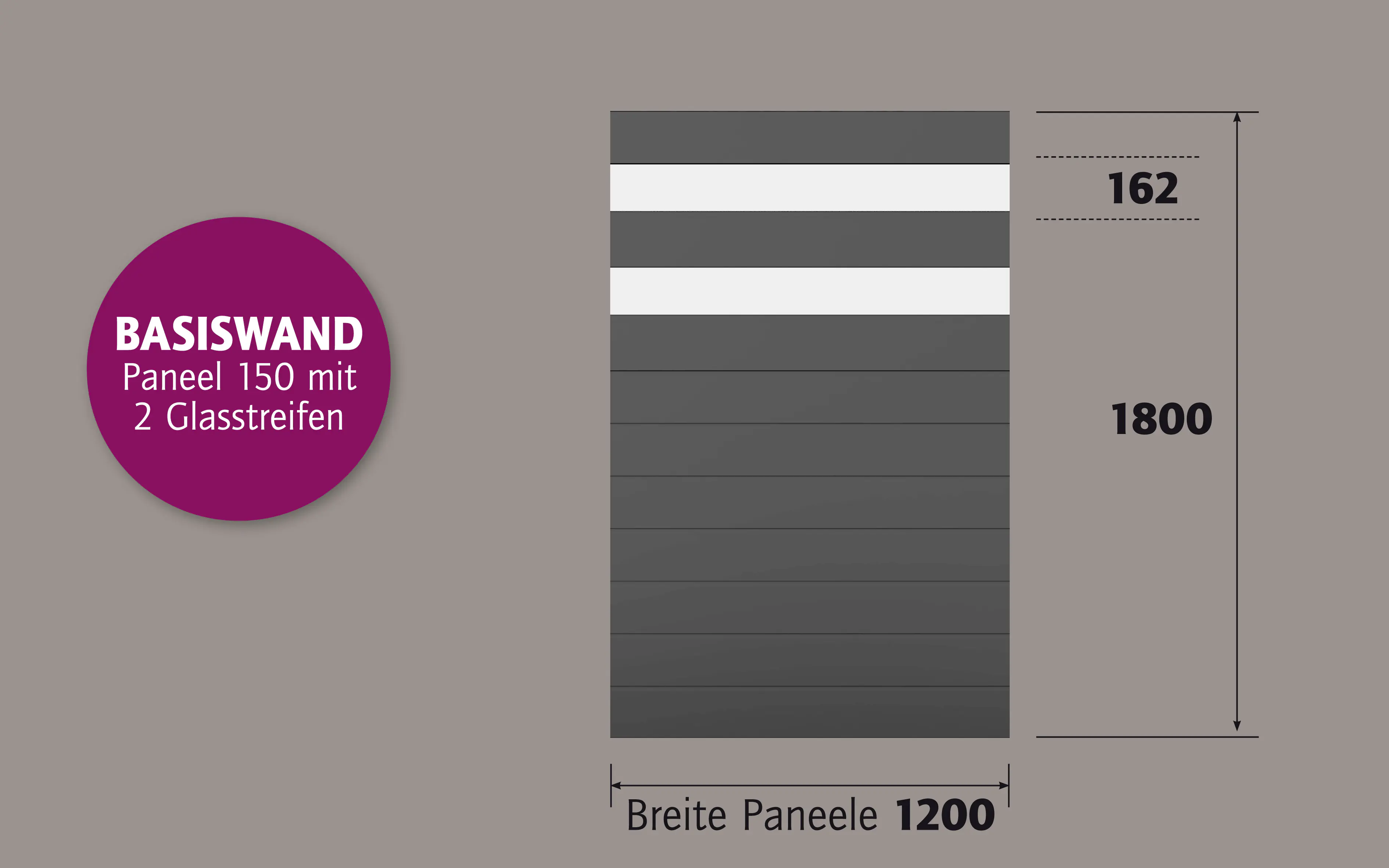 Ambiente Alu-Zaun Paneel 150 + ESG 8 mm 120 cm x 180 cm 22 mm stark