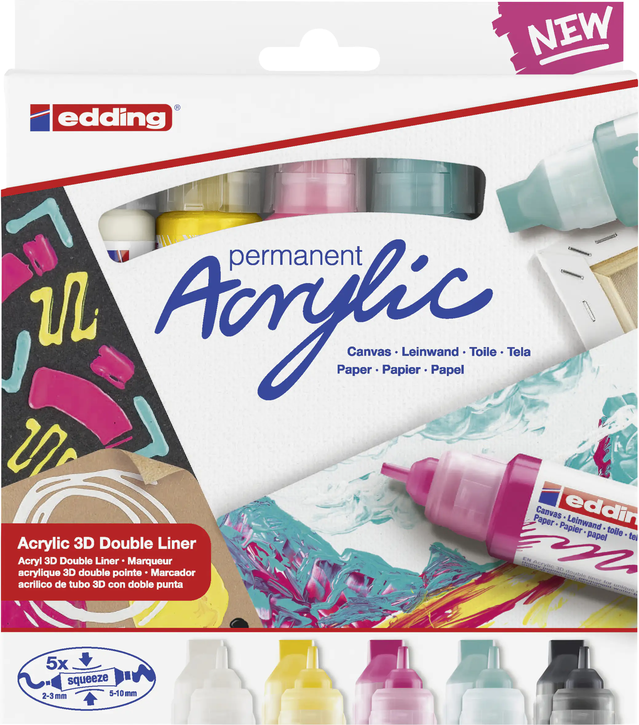 edding 5400 Acryl 3D Double Liner 5er Set basic 2 - 3 mm
