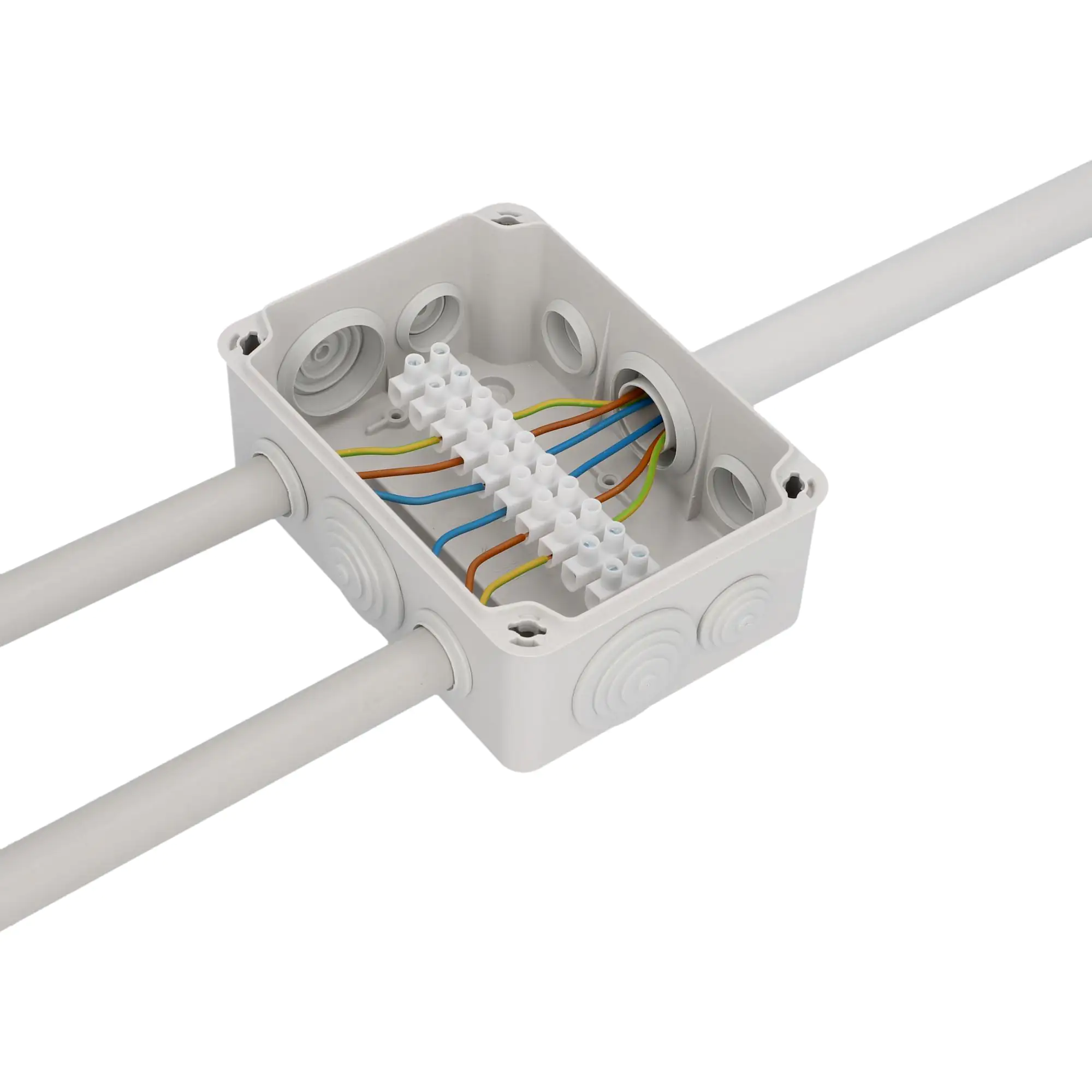 Aufputz- Abzweigdose IP65, mit Schraubdeckel, 175 x 130 x 84 mm, grau