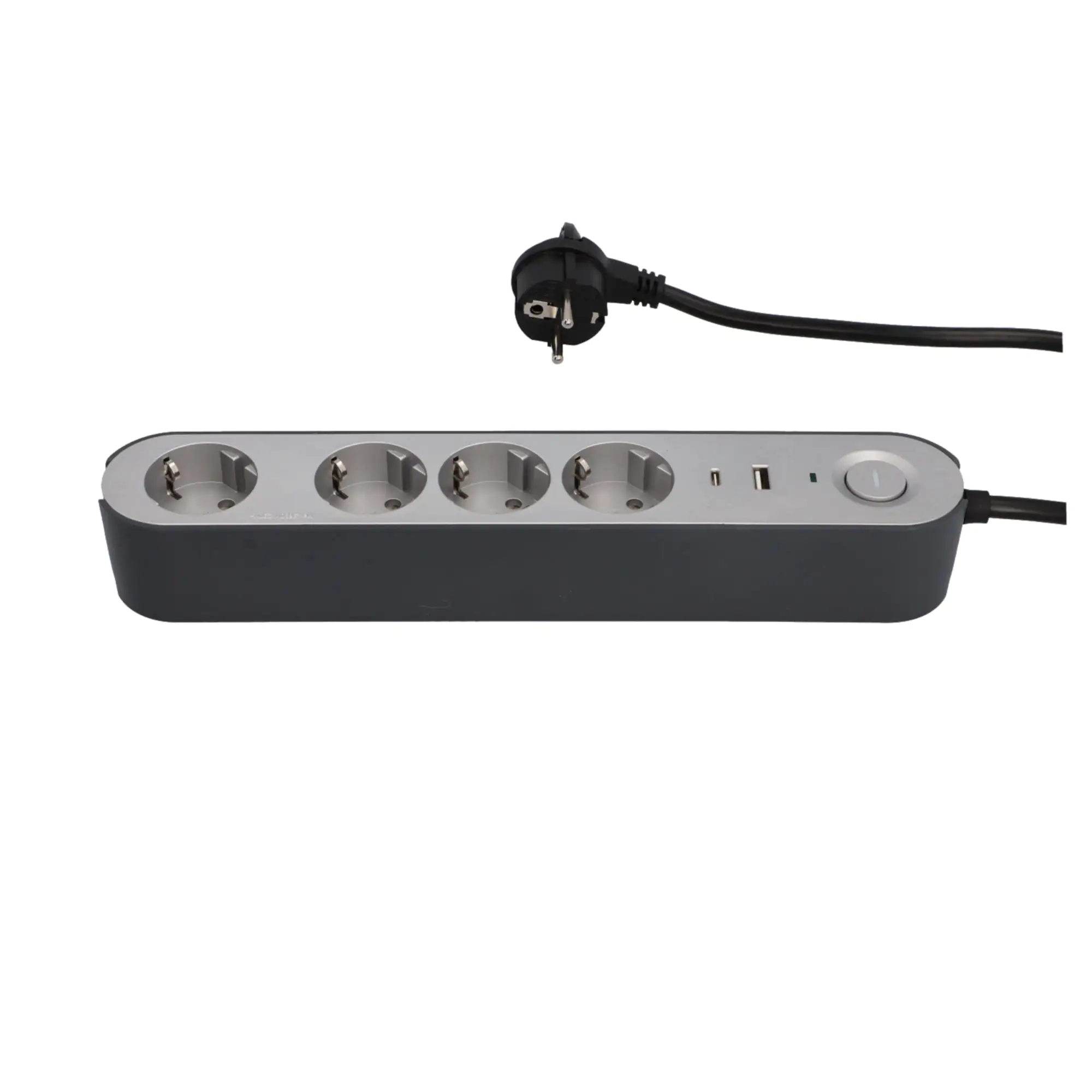 Unitec Tischsteckdose Greenline 4-fach 1,8 Meter mit Schalter silber/anthrazit