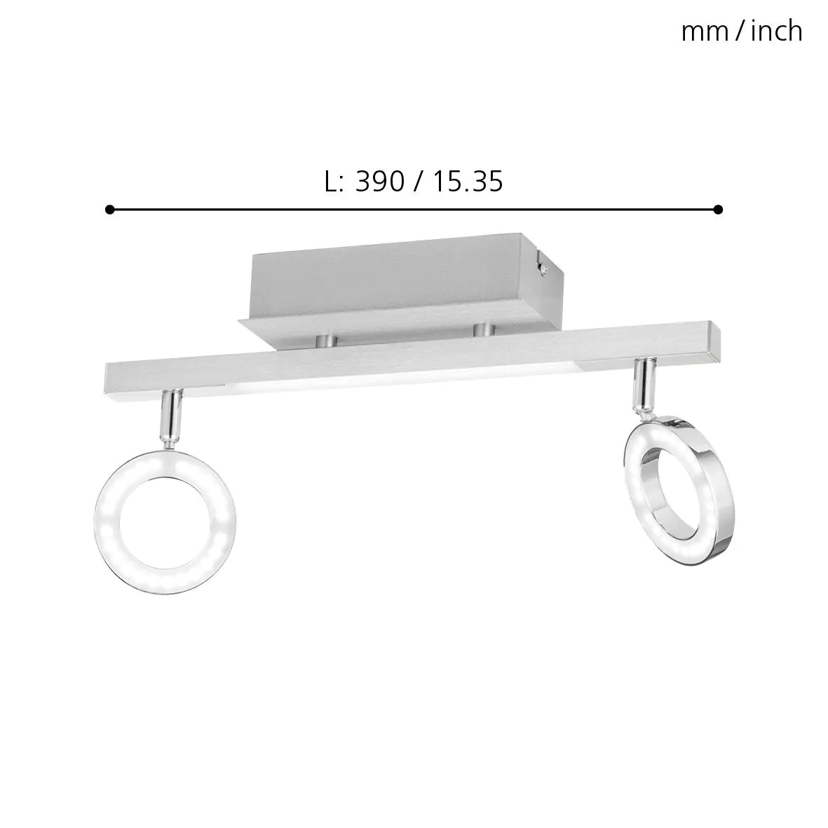 Eglo 2er LED Spot Cardillio 1 alu-chrom 39 x 8,5 cm warmweiß