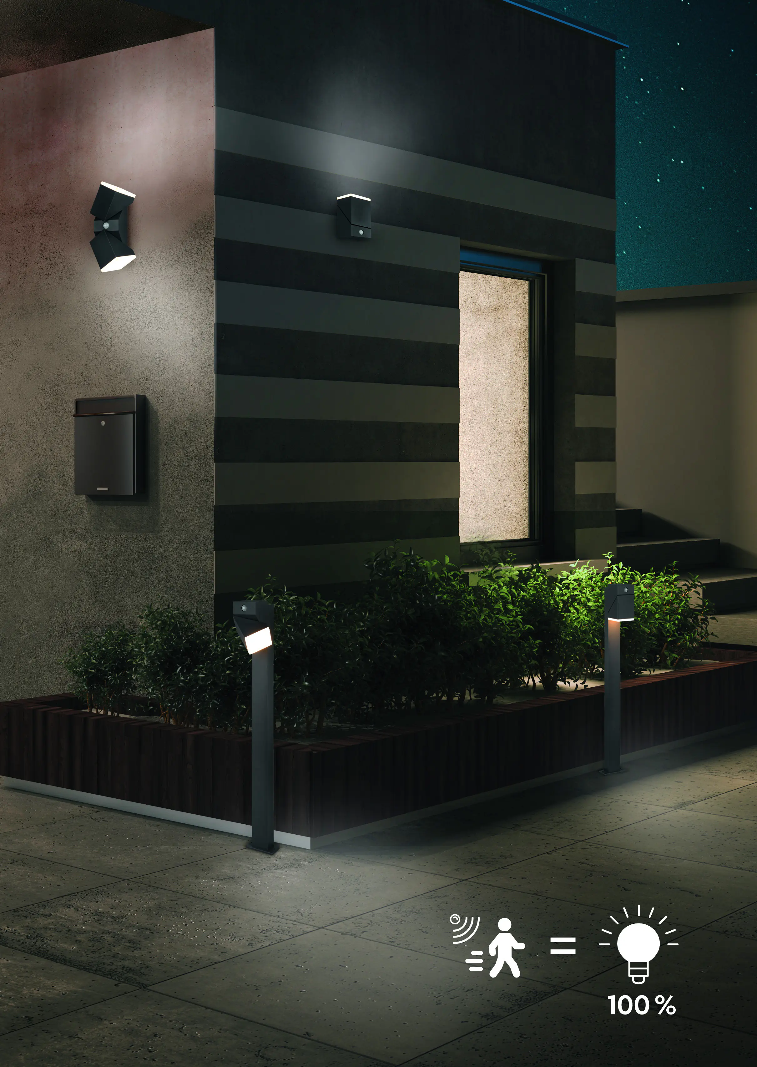 Trio LED Wandleuchte Avon innen/außen anthrazit standby 7W warmweiß