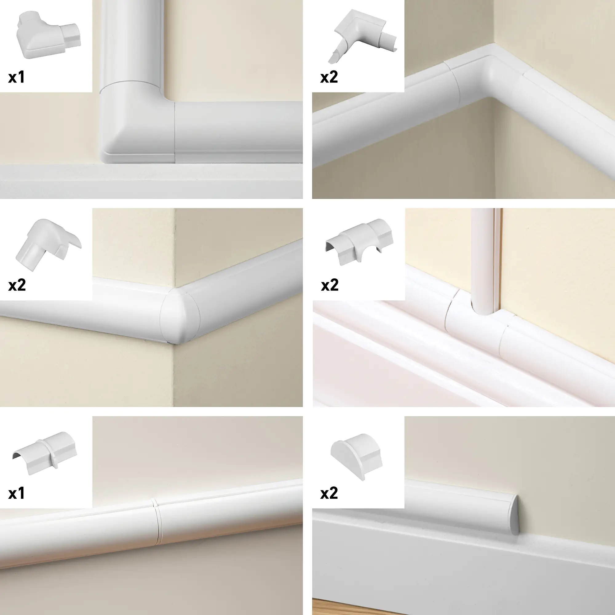 D-Line Design Kabelkanal Zubehör-Set 30x15mm weiß, 10-teilig