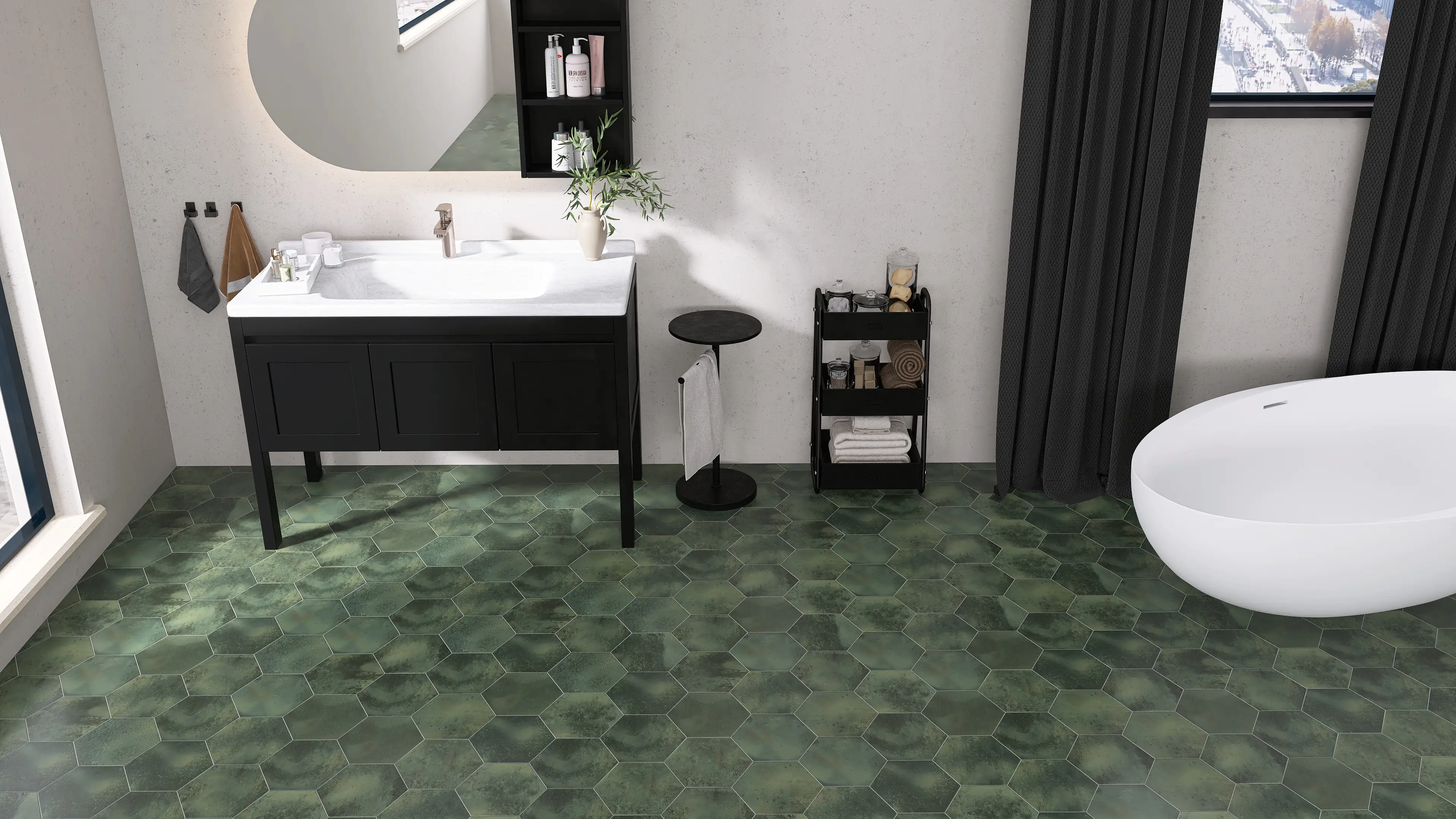 Feinsteinzeug Hexagon Jungle Green 21,5 x 25 cm grün