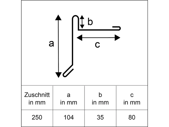 Sarei Ortblech mit Wasserfalz 2000 x 250 mm natur