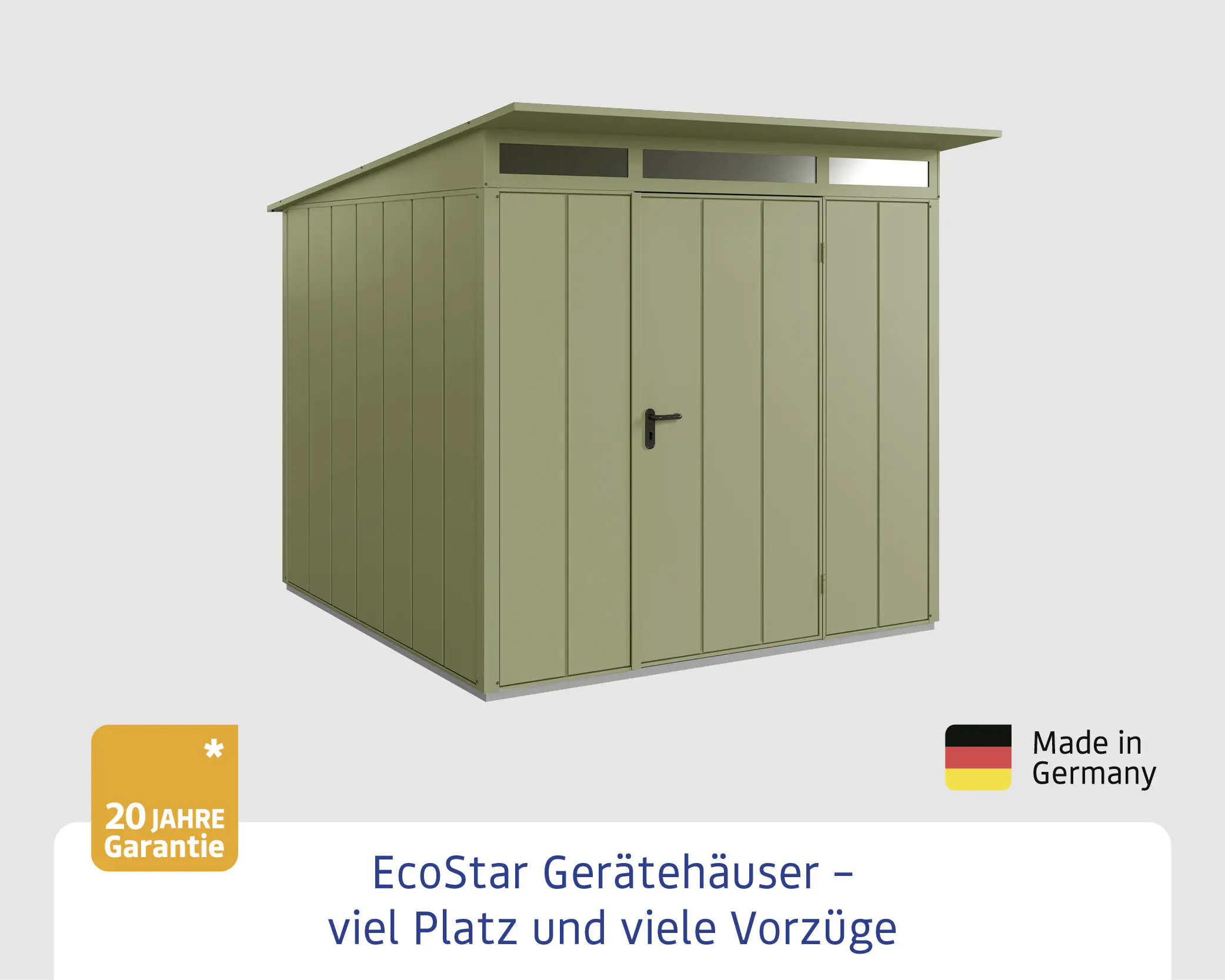 EcoStar Gerätehaus Elegant-P Typ 2 Schilfgrün 247,9 x 283,4 x 232,3 cm