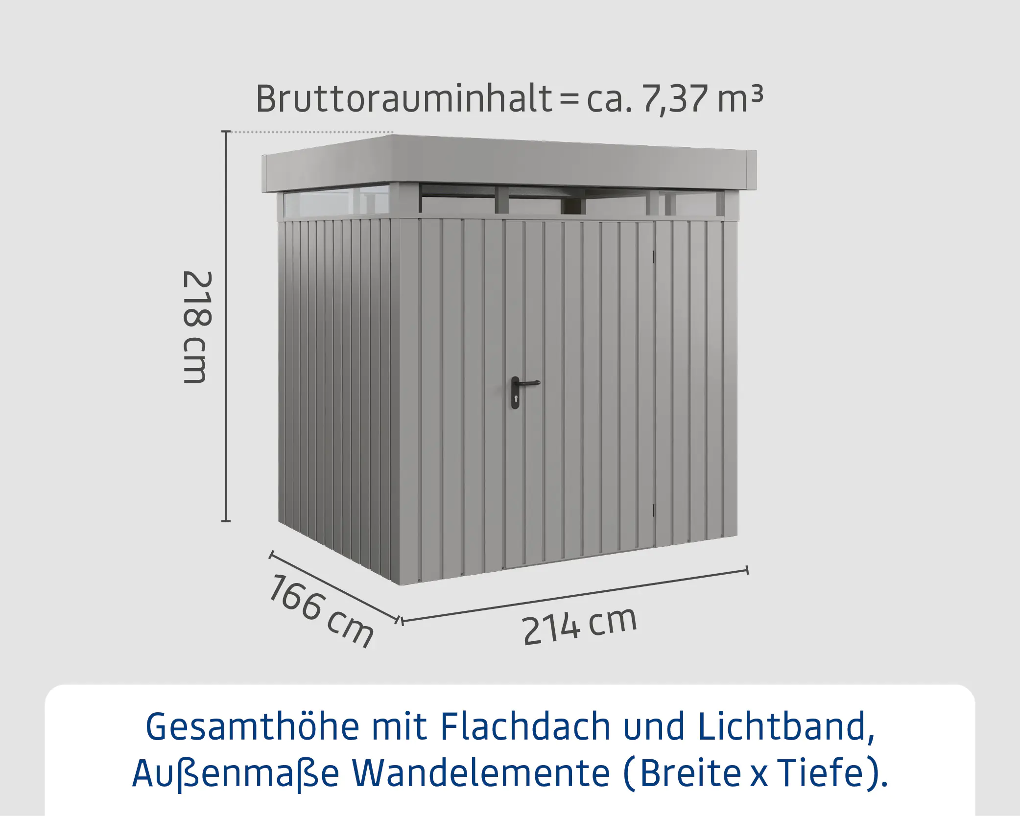 EcoStar Metallgerätehaus Euroline EFD4 LB graualuminium 214 x 166 cm 1-flg.