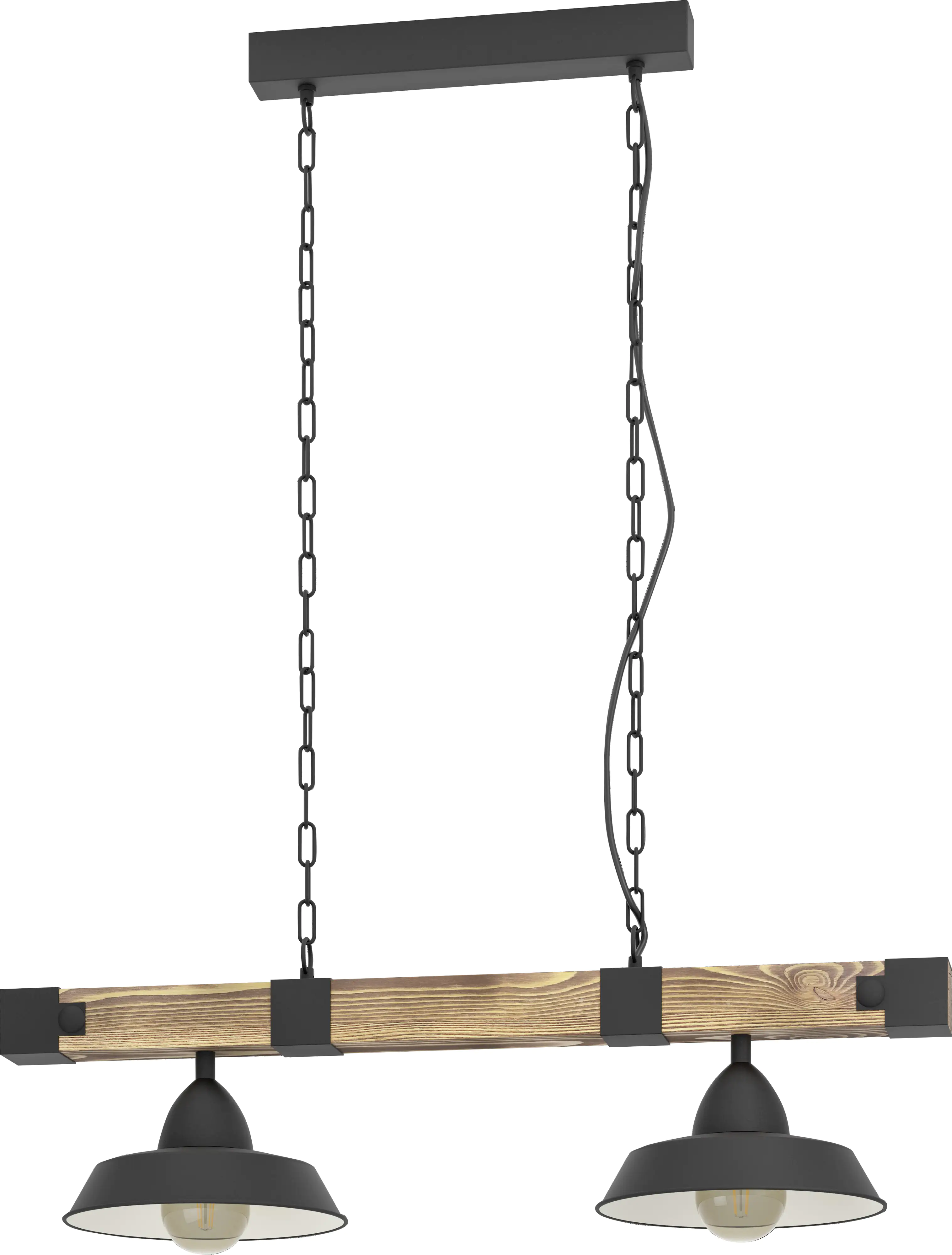 Eglo 2er Hängeleuchte Oldbury schwarz braun 86 x 26 x 110 cm E27