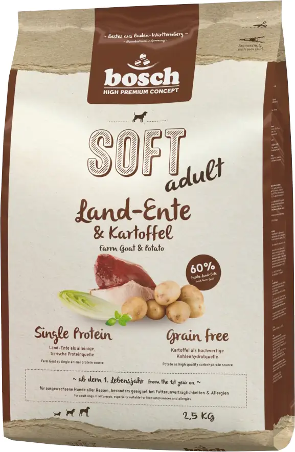 Bosch Hundetrockenfutter Adult Soft 2,5 kg Ente & Kartoffel 