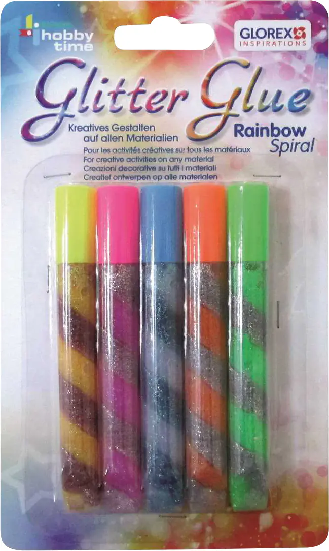 Glorex Glitter-Spiral-Glue 5 x 10,5 ml Rainbow Colors