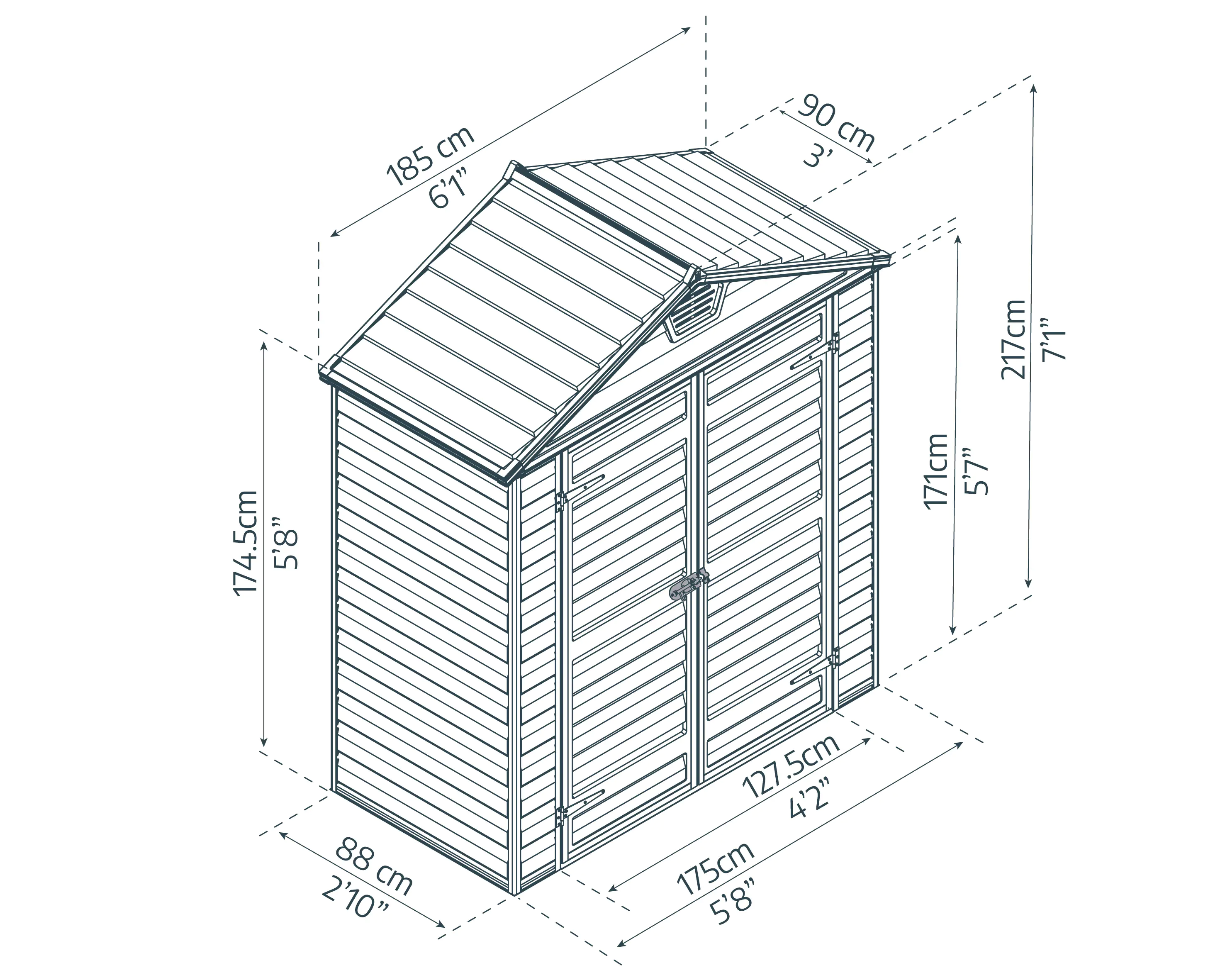 Canopia Gerätehaus Skylight Shed 6x3 175 x 88 x 171 cm
