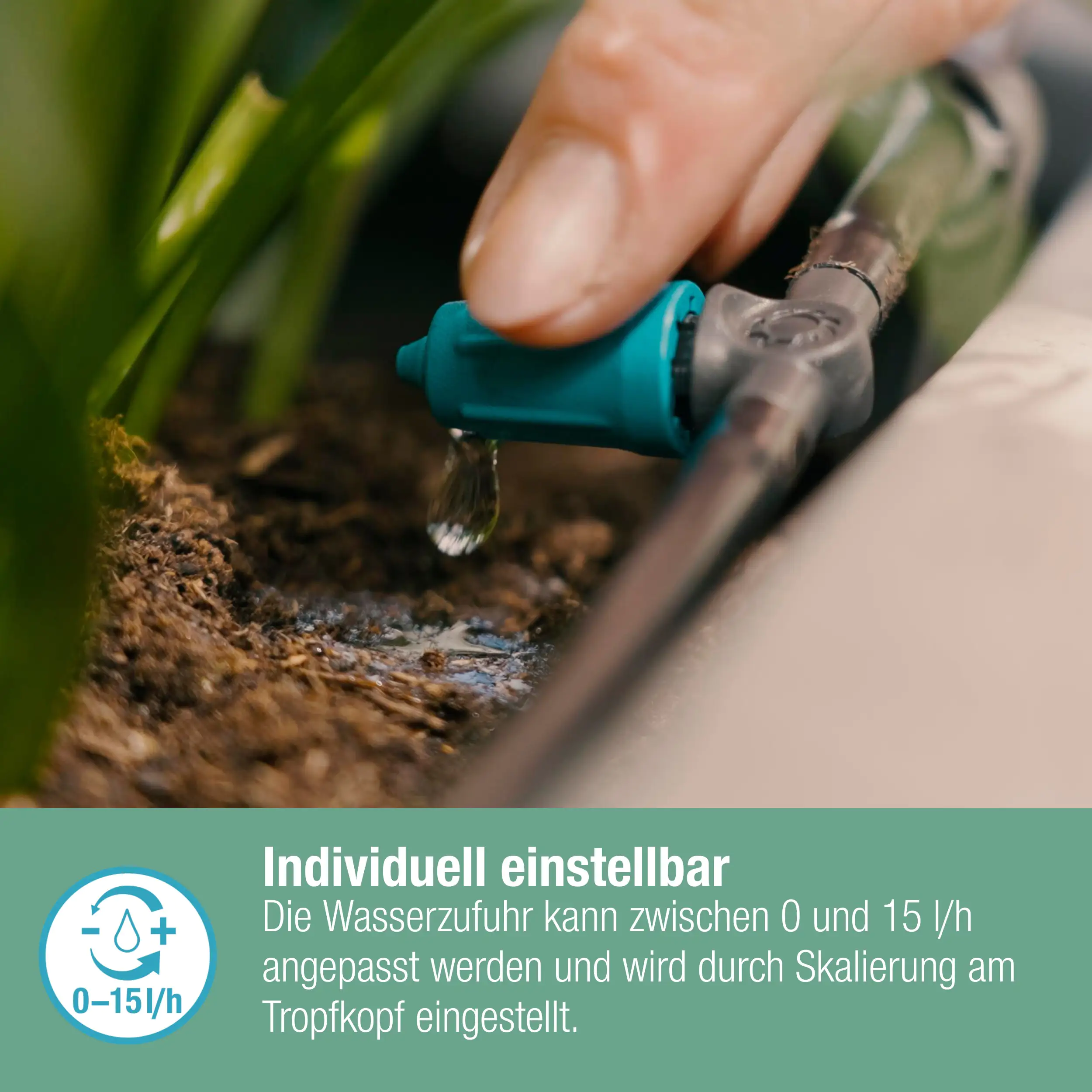 Gardena Reihentropfer, 0-15 l/h regulierbar