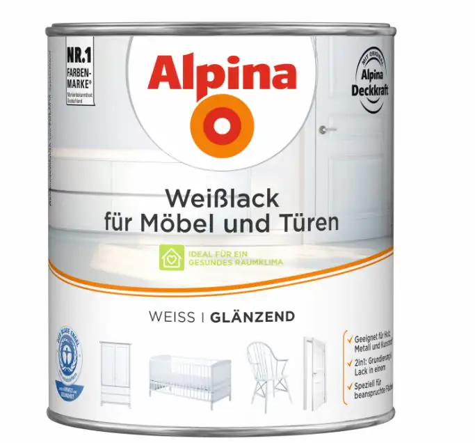 Alpina Weißlack für Möbel & Türen 2 L weiß glänzend