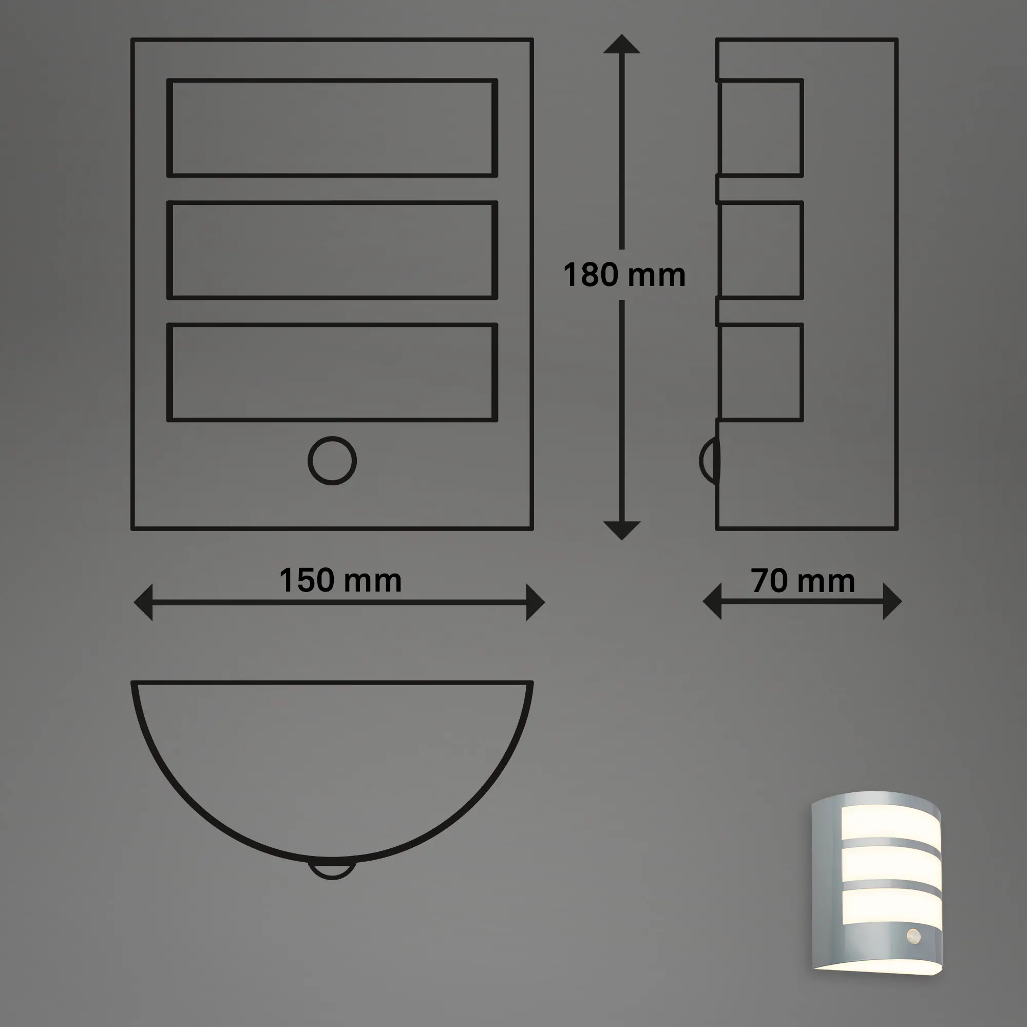 Briloner LED Außenwandleuchte Akku 5,8W chrom Sensor warmweiß
