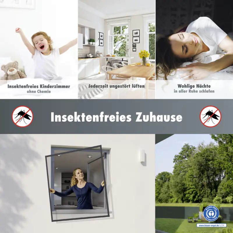 Primaster Fliegenschutz-Fenster 130 x 150 cm schwarz/anthrazit kürzbar