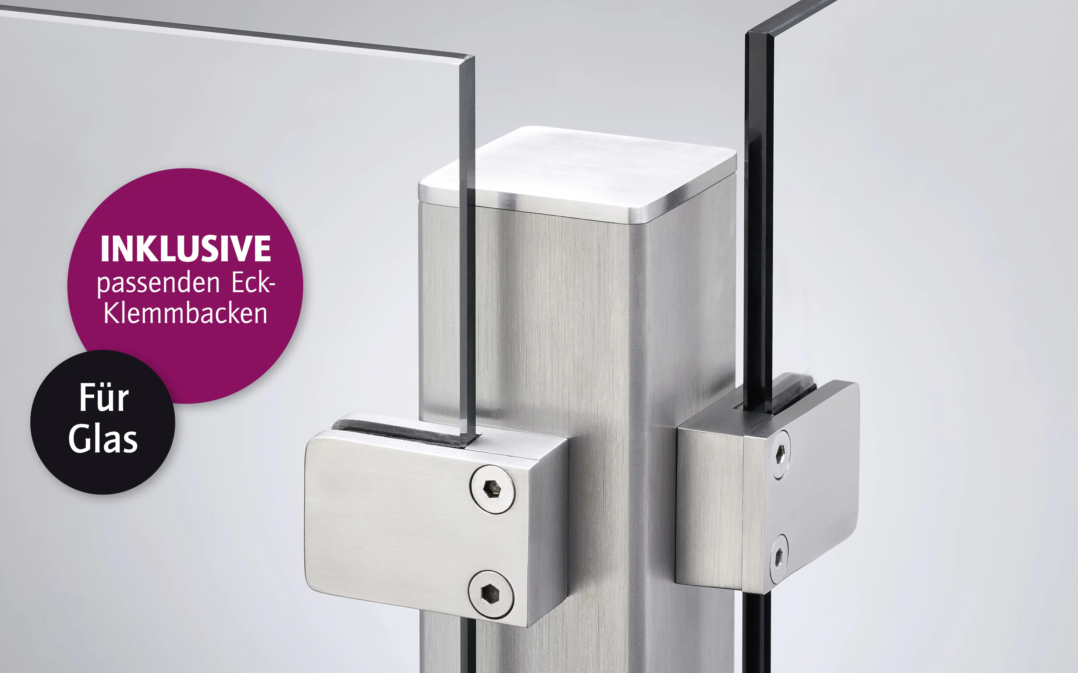 Ambiente Eckpfosten-Set zum ANSCHRAUBEN 127 cm, 60 x 60 mm, Edelstahl V2A