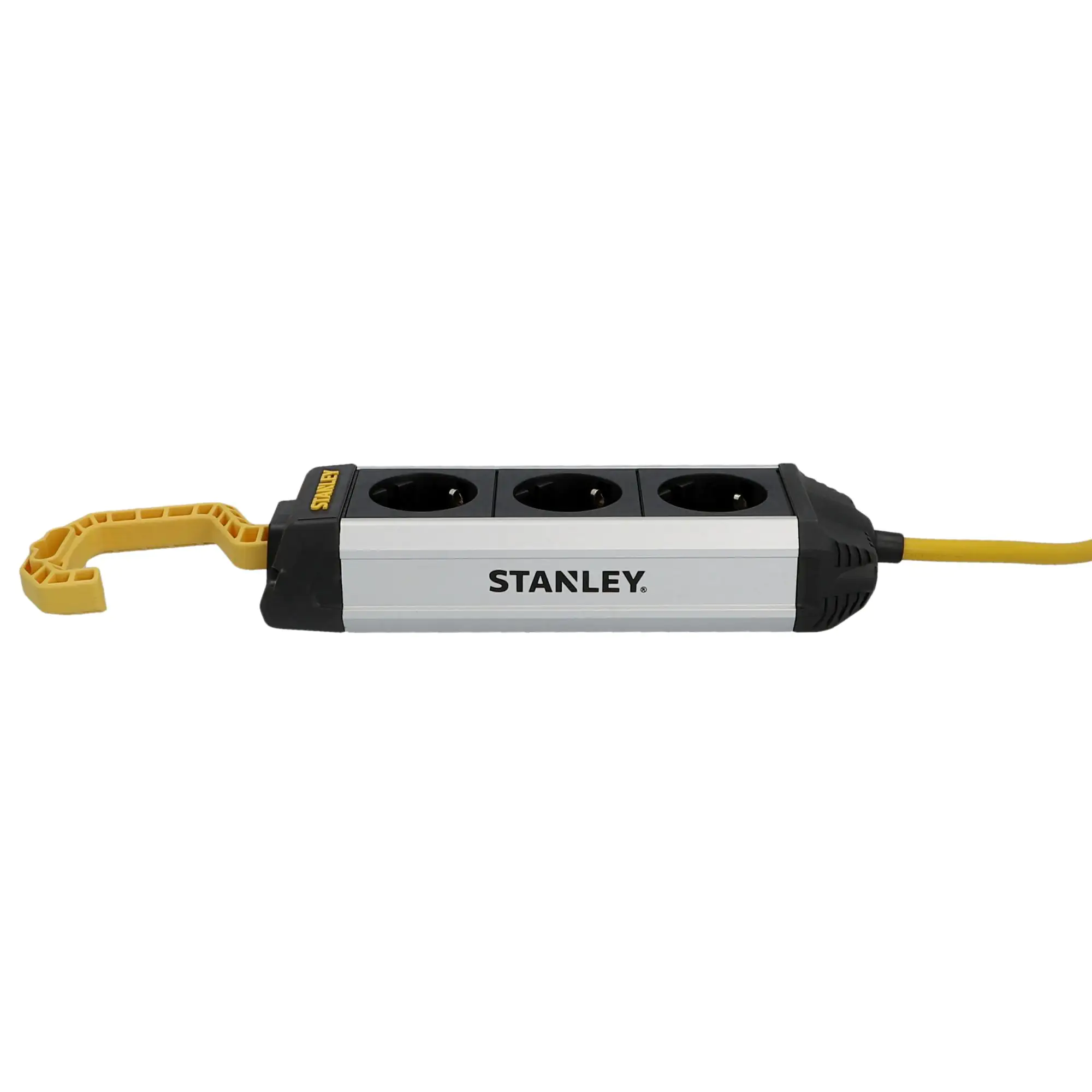 Stanley Steckdosenleiste 3-fach 3m mit Haken, Aluminiumgehäuse, schwarz