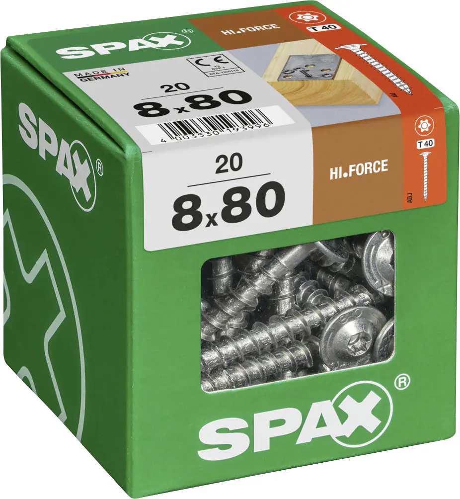 Spax Holzbauschrauben 8.0 x 80 mm TX 40 - 20 Stk.