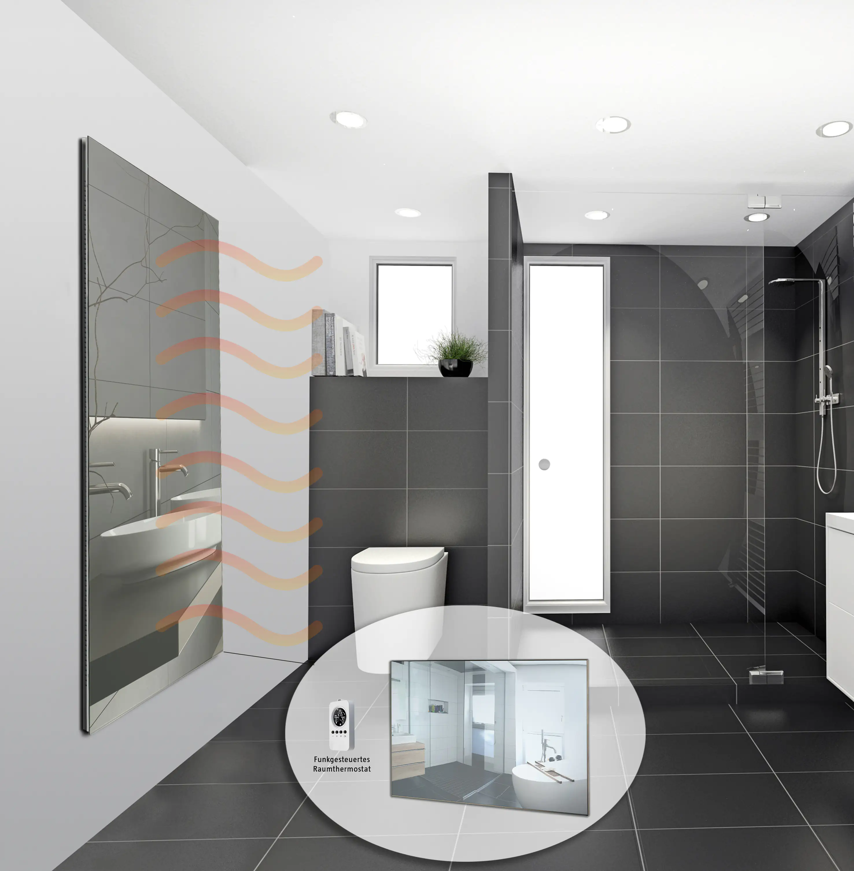 Bella Jolly Infrarot Spiegelheizkörper GP600 60 x 100 cm 600 Watt, spiegel