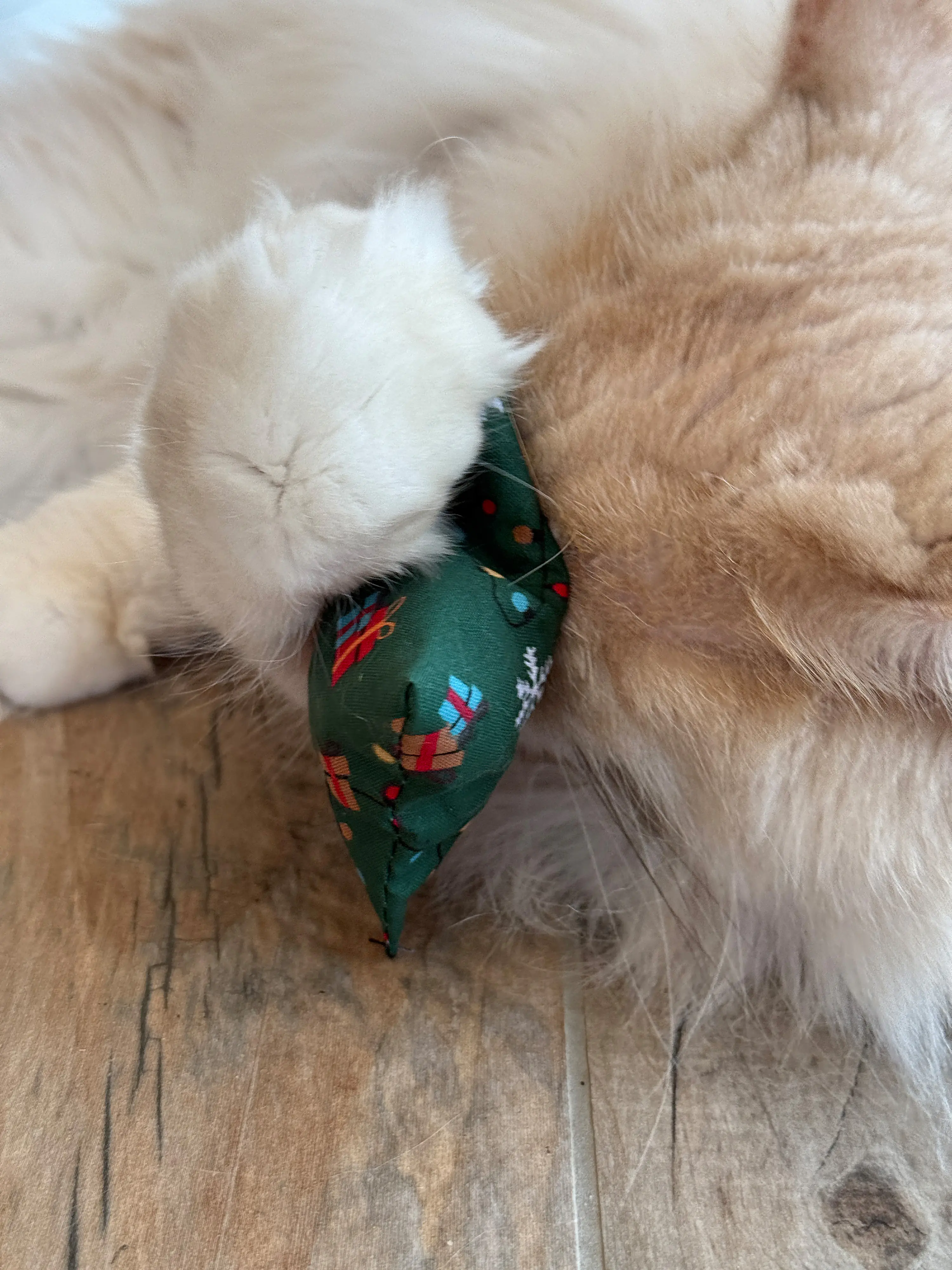 Aumüller Katzenspielzeug Weihnachten Kissen 10 cm grün gold - 2 Stk.