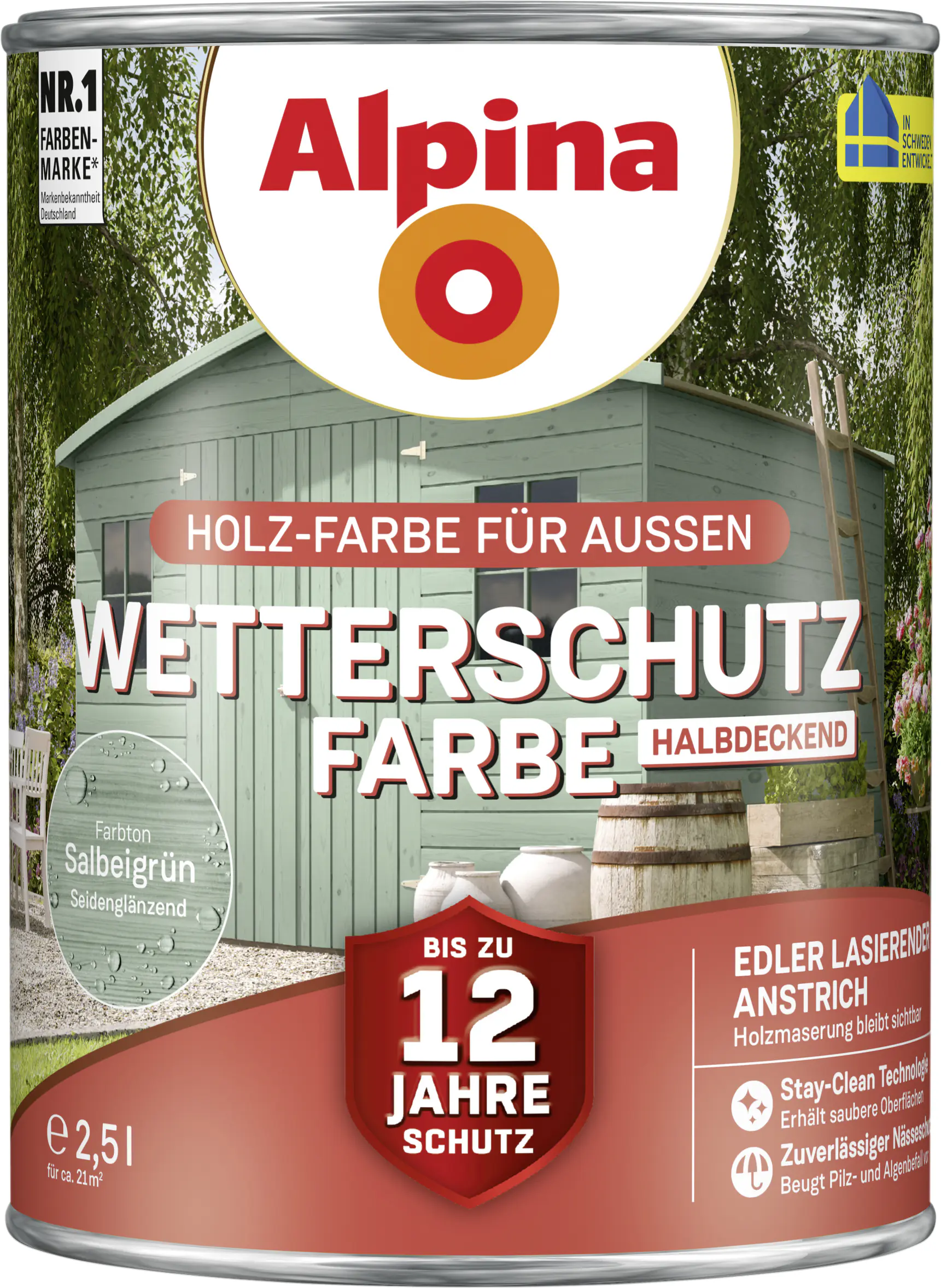 Alpina Wetterschutzfarbe 2,5 L salbeigrün