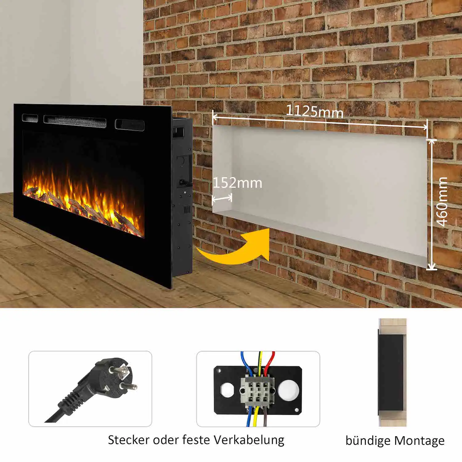 Balderia Elektrokamin Fiamma 48" - Elektrischer Einbaukamin