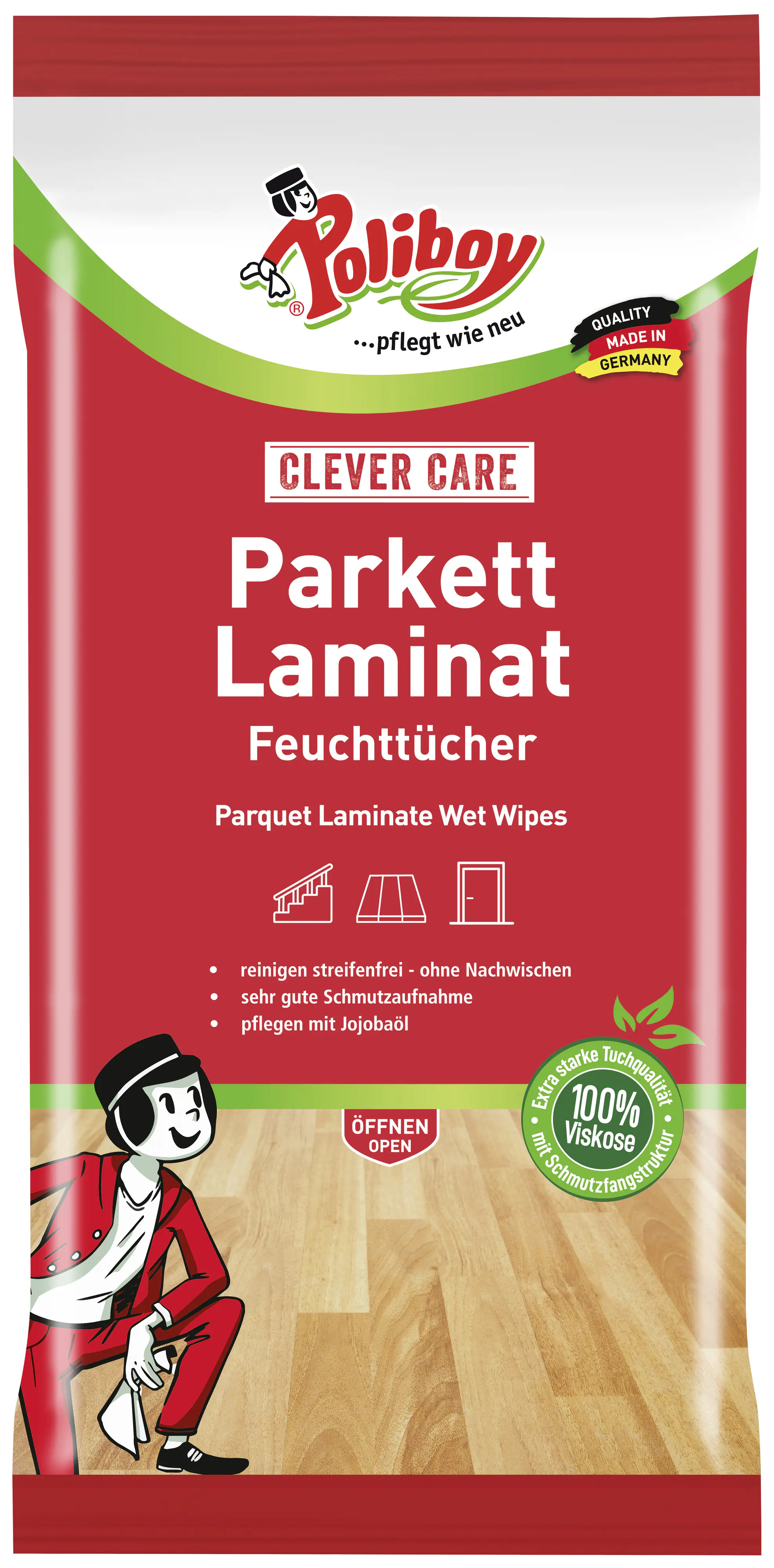 Poliboy Feuchttücher für Parkett 15 Stück