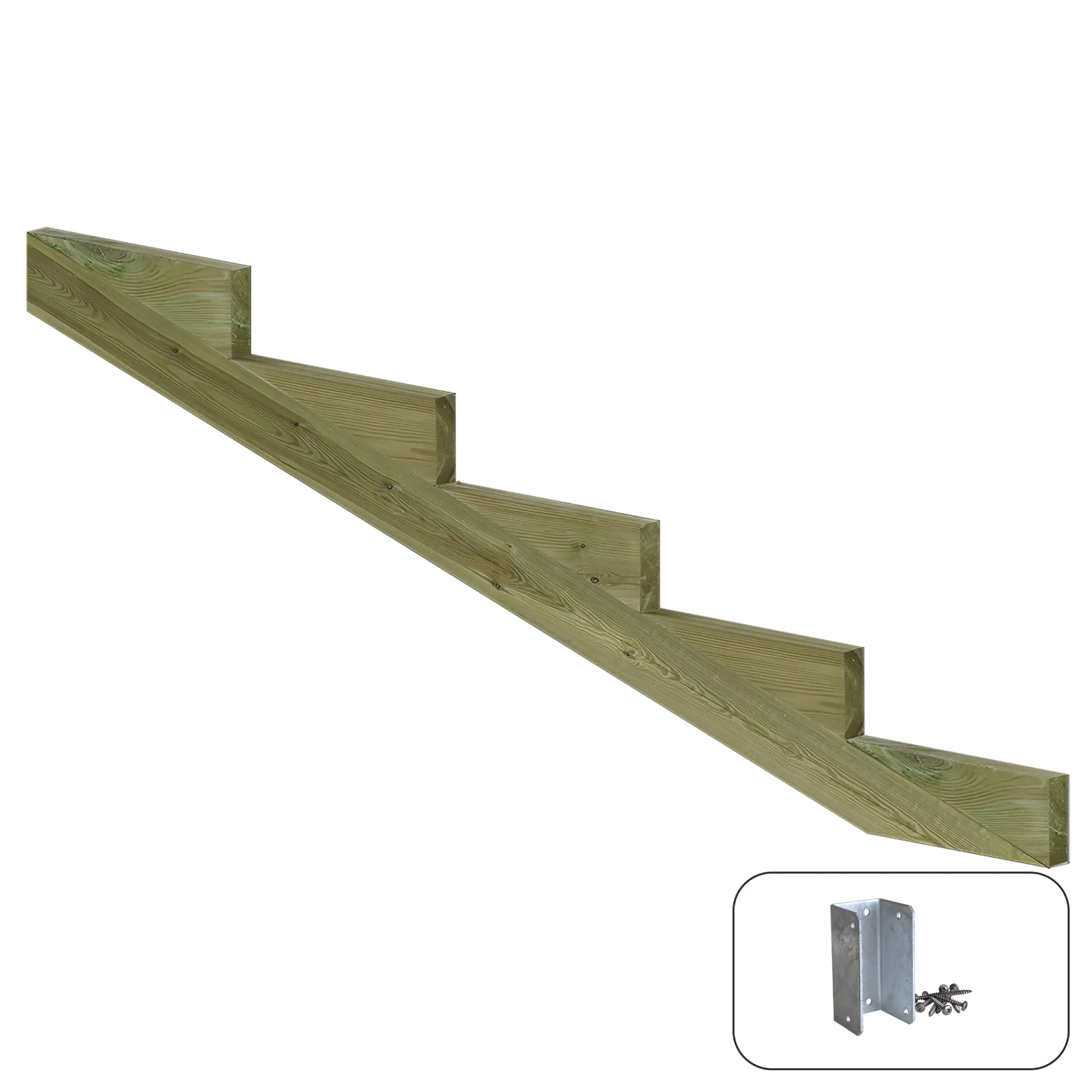 Plus Treppenwange Kiefer 13 cm Stufenhöhe mit Beschlag