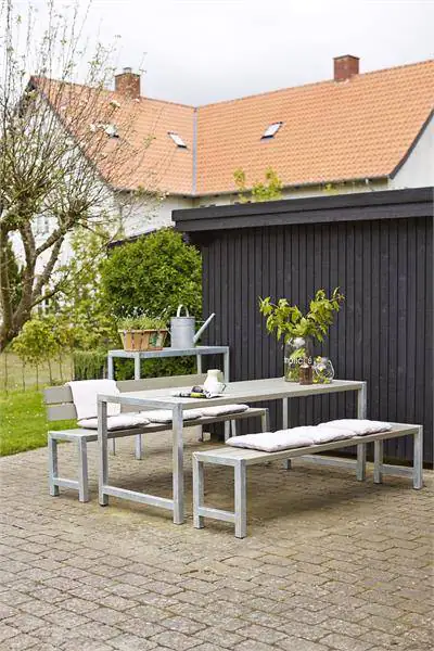 Plus Plankenbank 176 x 38 x 81 cm graubraun mit Rückenlehne
