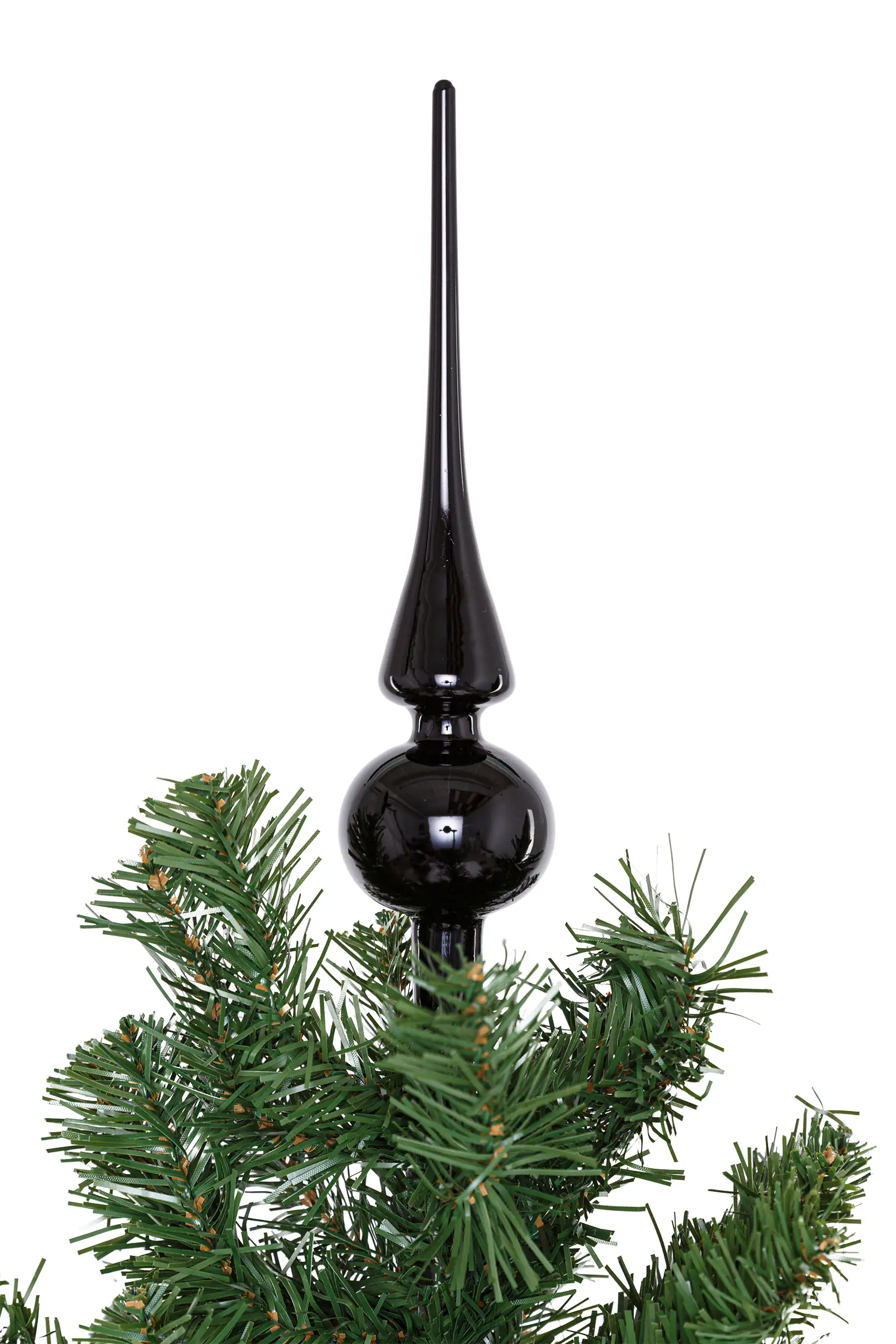 TrendLine Christbaumspitze aus Glas 26 cm schwarz glanz