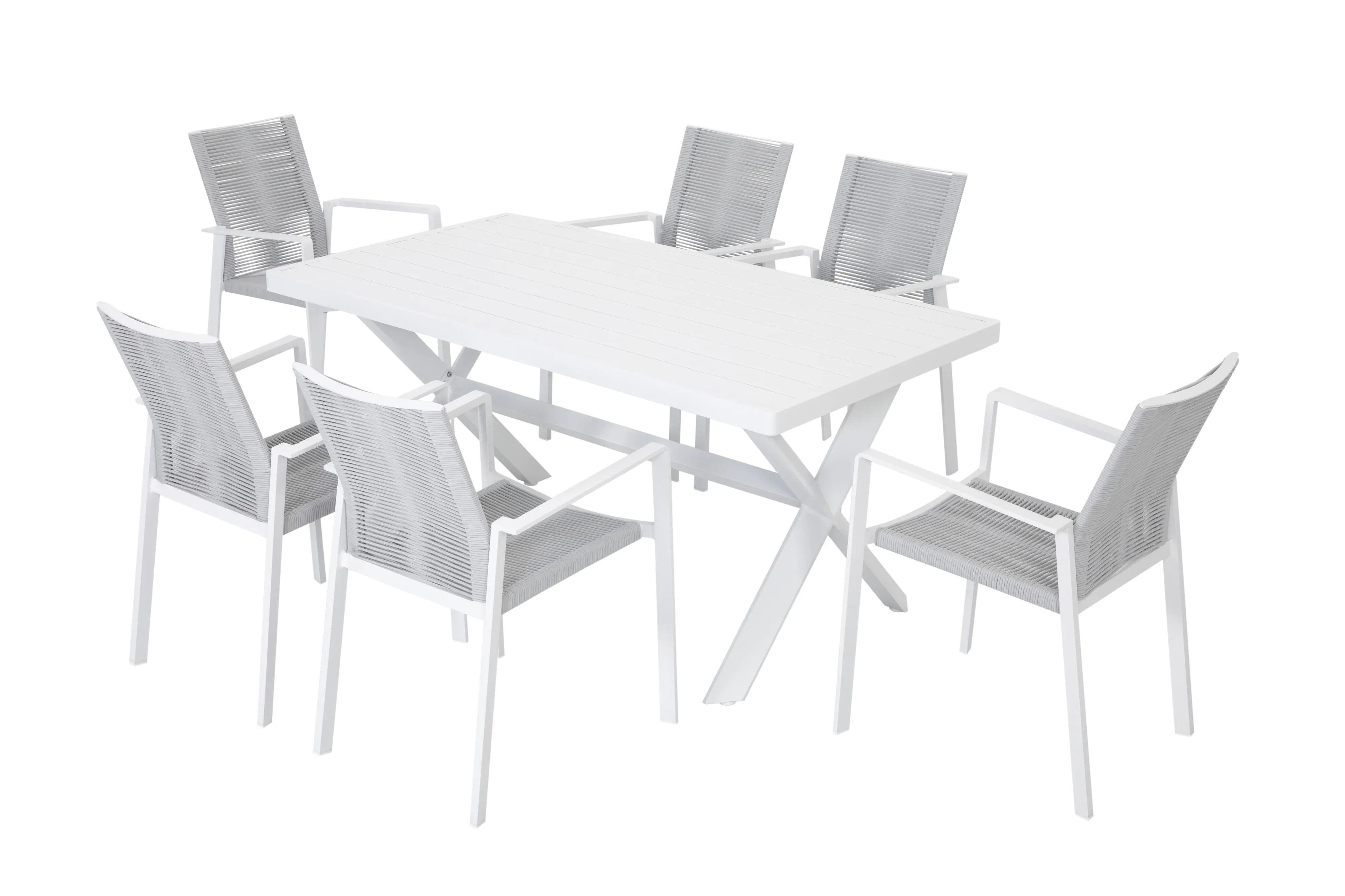 Primaster Garten-Essgruppe Santorini 6 Personen Aluminium/Seil