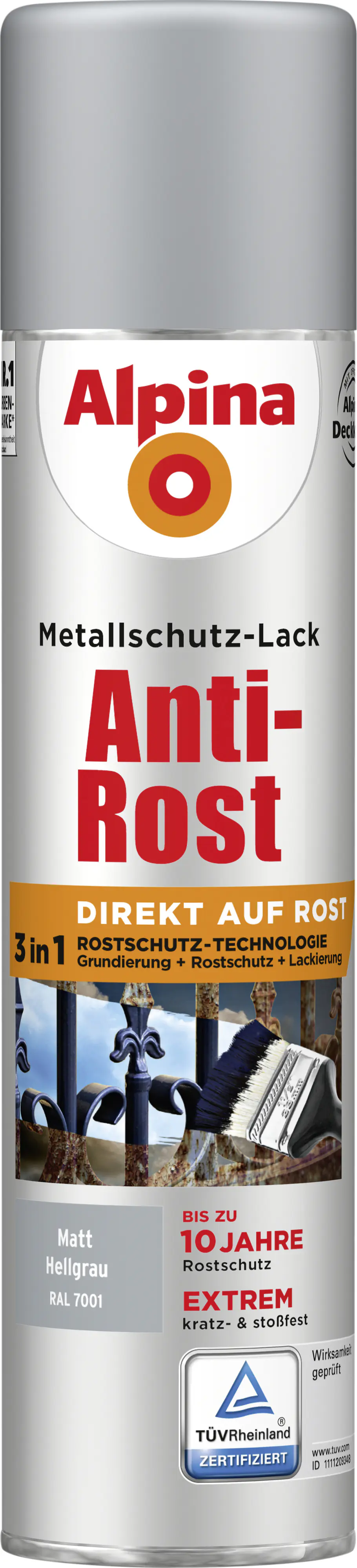 Alpina Sprühmetallschutz-Lack Anti Rost 400 ml hellgrau matt