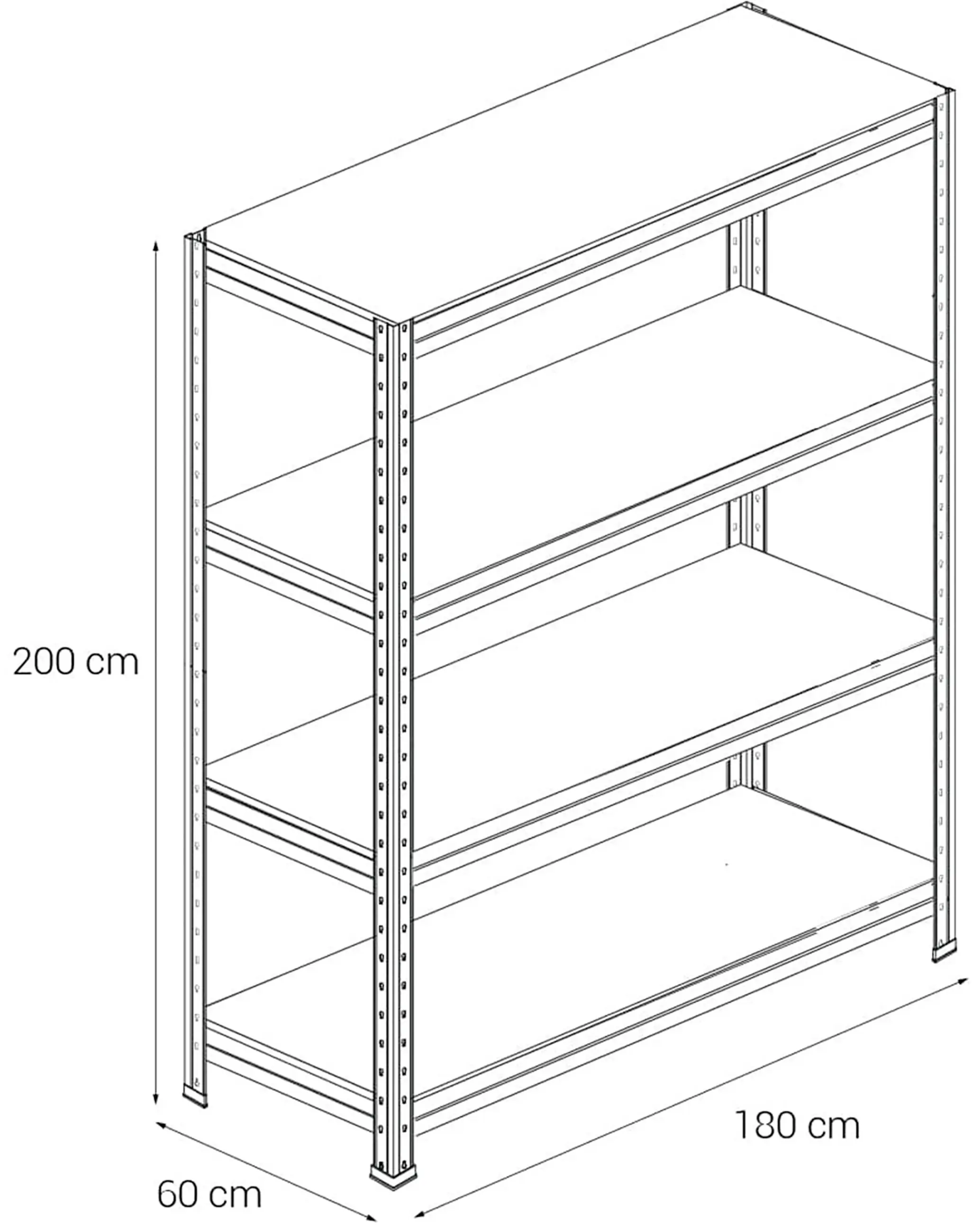 Ar Shelving Schwerlastregal Bullrack Rivet verzinkt 200 x 180 cm 4 Böden 2400 kg