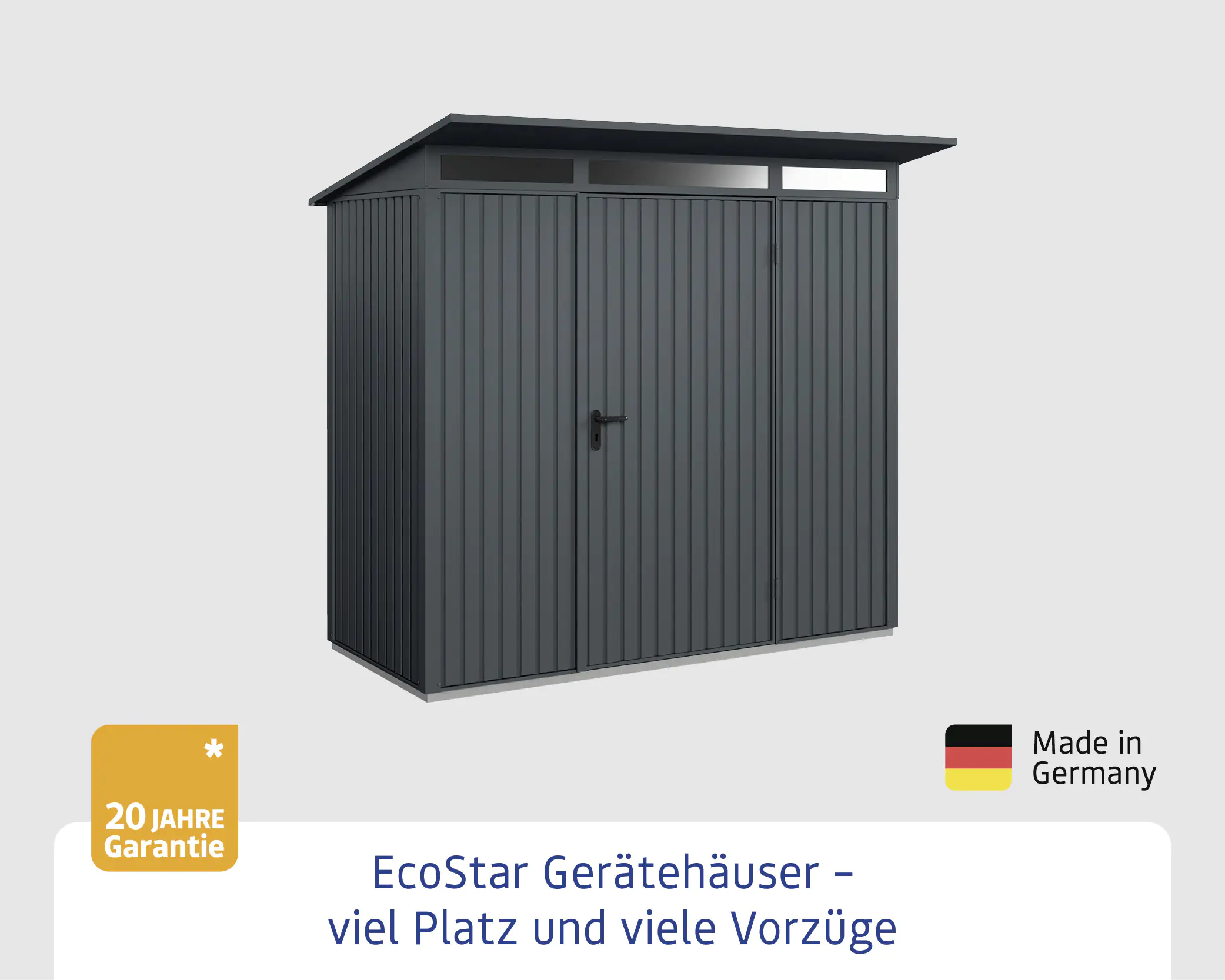 EcoStar Gerätehaus Trend-P Typ 1 anthrazitgrau 247,9 x 153 x 228,6 cm