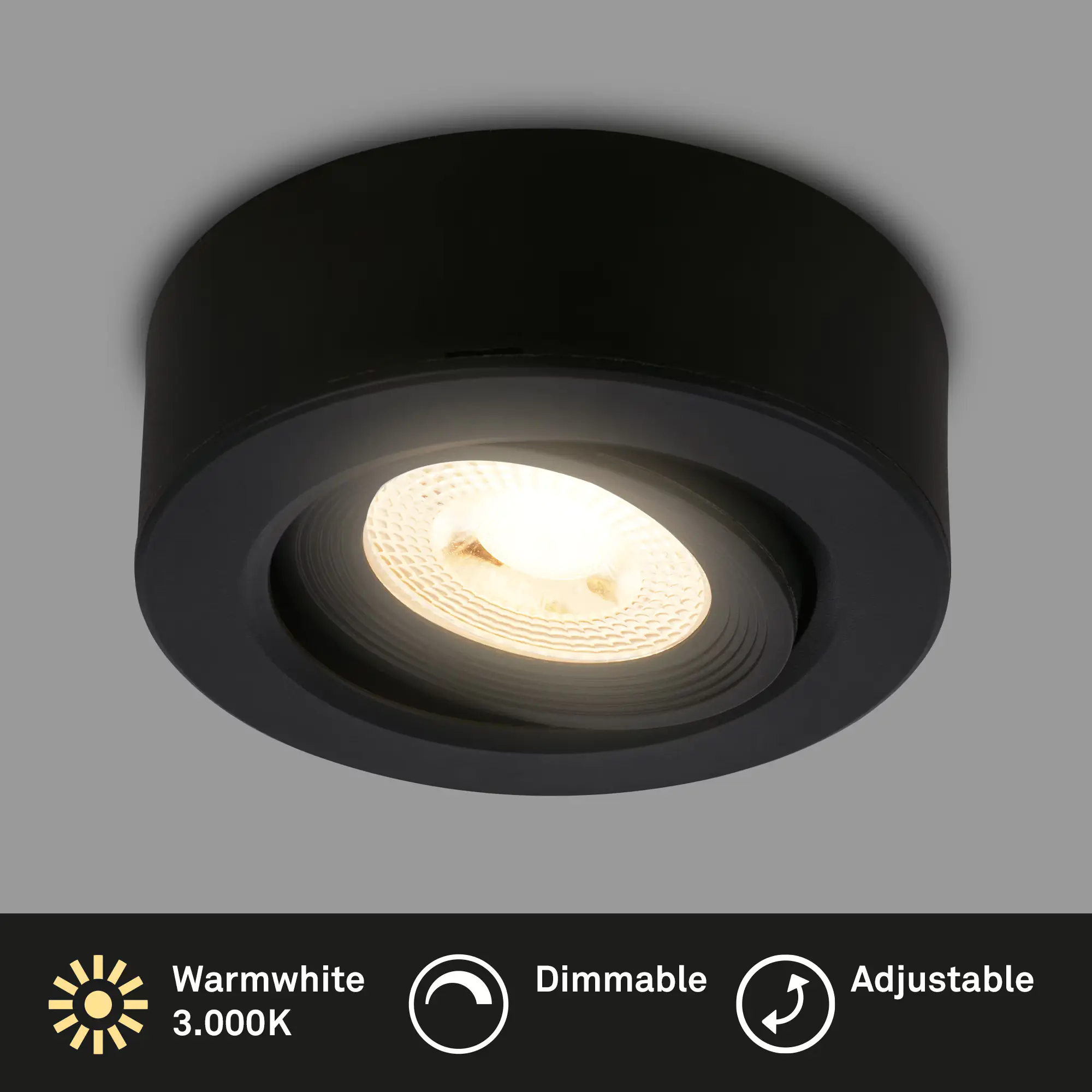 Briloner LED-Aufbau und Einbauleuchte 2in1 Mini Ein-& Aufbau 9W 500lm schwarz dimmbar