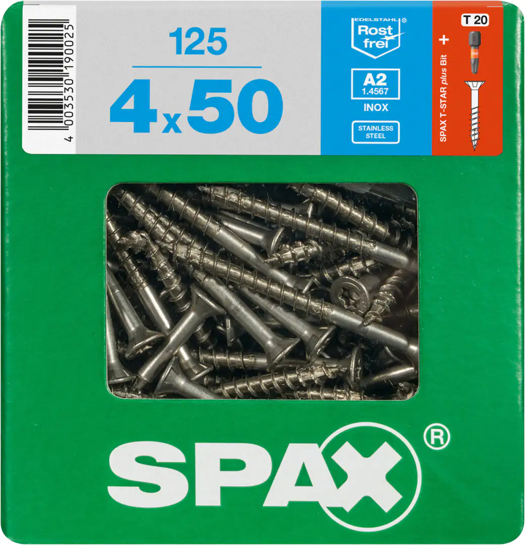 Spax Universalschrauben 4.0 x 50 mm TX 20 - 125 Stück Edelstahl