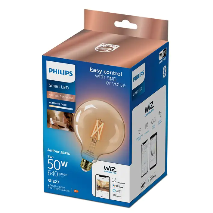 Philips Smart LED Leuchtmittel Tunable White Amber G125 E27 Globeform 7 W