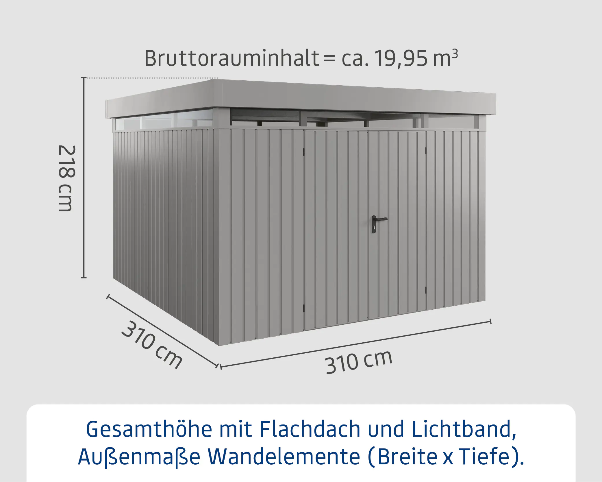 EcoStar Metallgerätehaus Euroline EFD14 LB graualuminium 310 x 310 cm 2-flg.