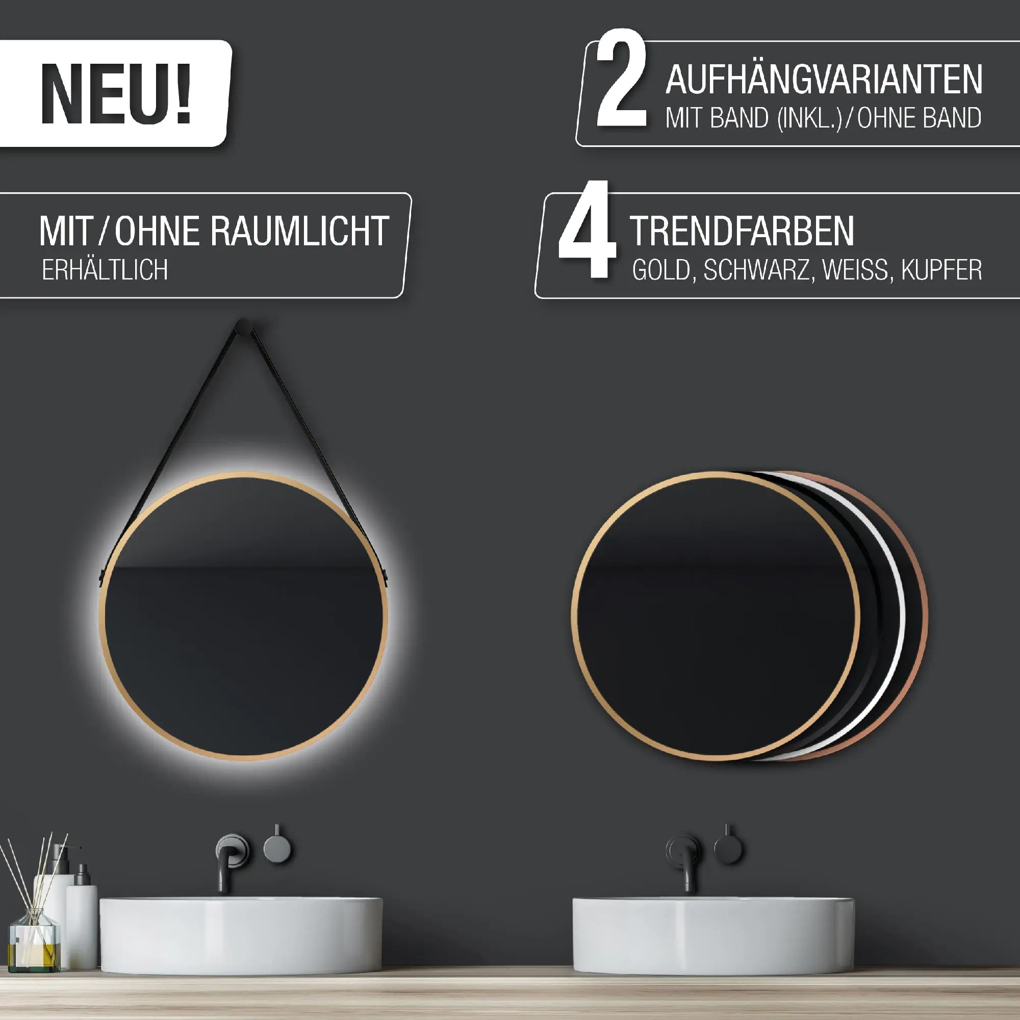 DSK Design Spiegel Silver Coiffeur Ø50 cm, gold