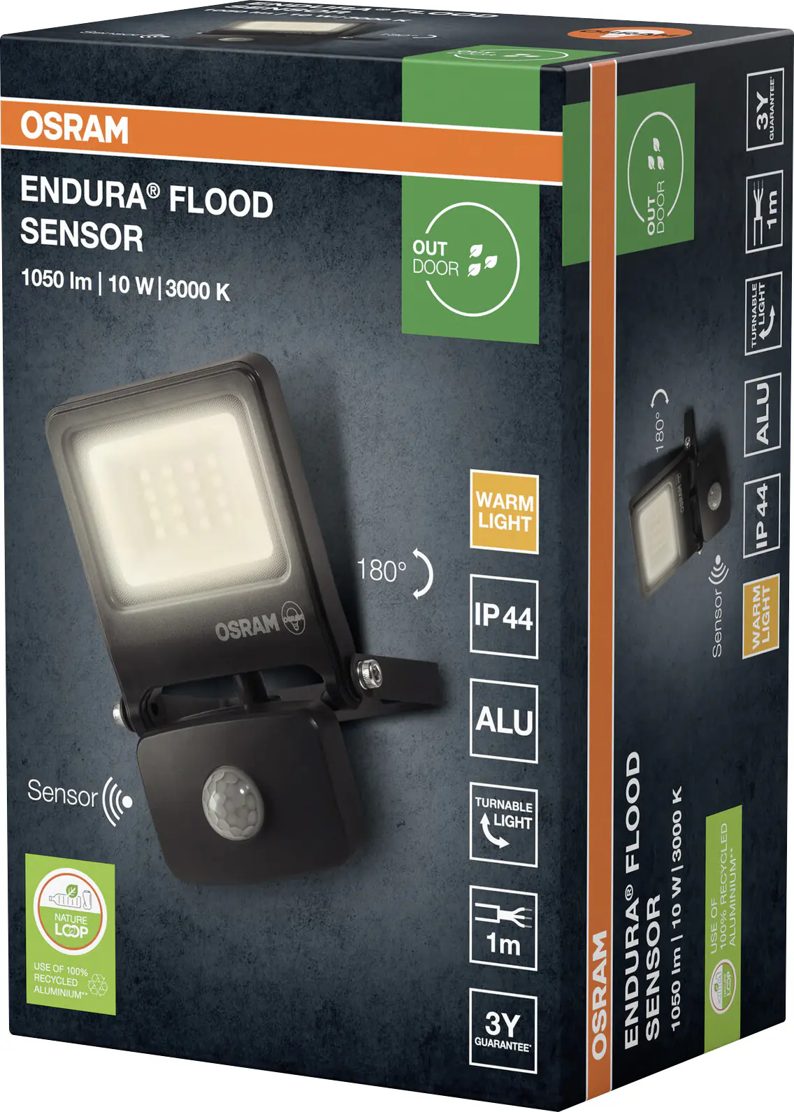 Osram Außenleuchte Endura Flood Bewegungsmelder 10W PCR dunkelgrau warmweiß