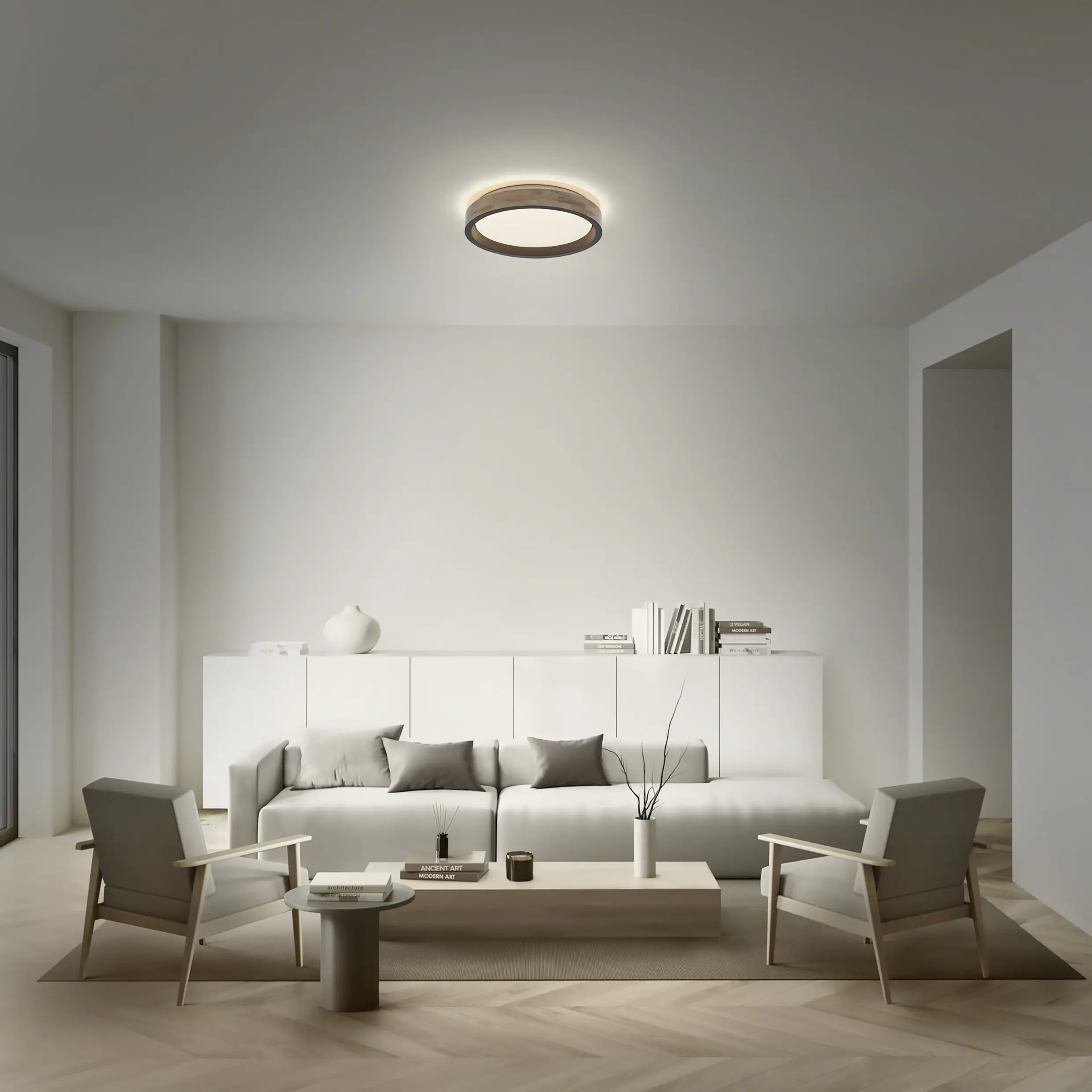 Osram LED-Deckenleuchte Orbis MarianoØ 31 cm 16 W Holzdekor schwarz dimmbar