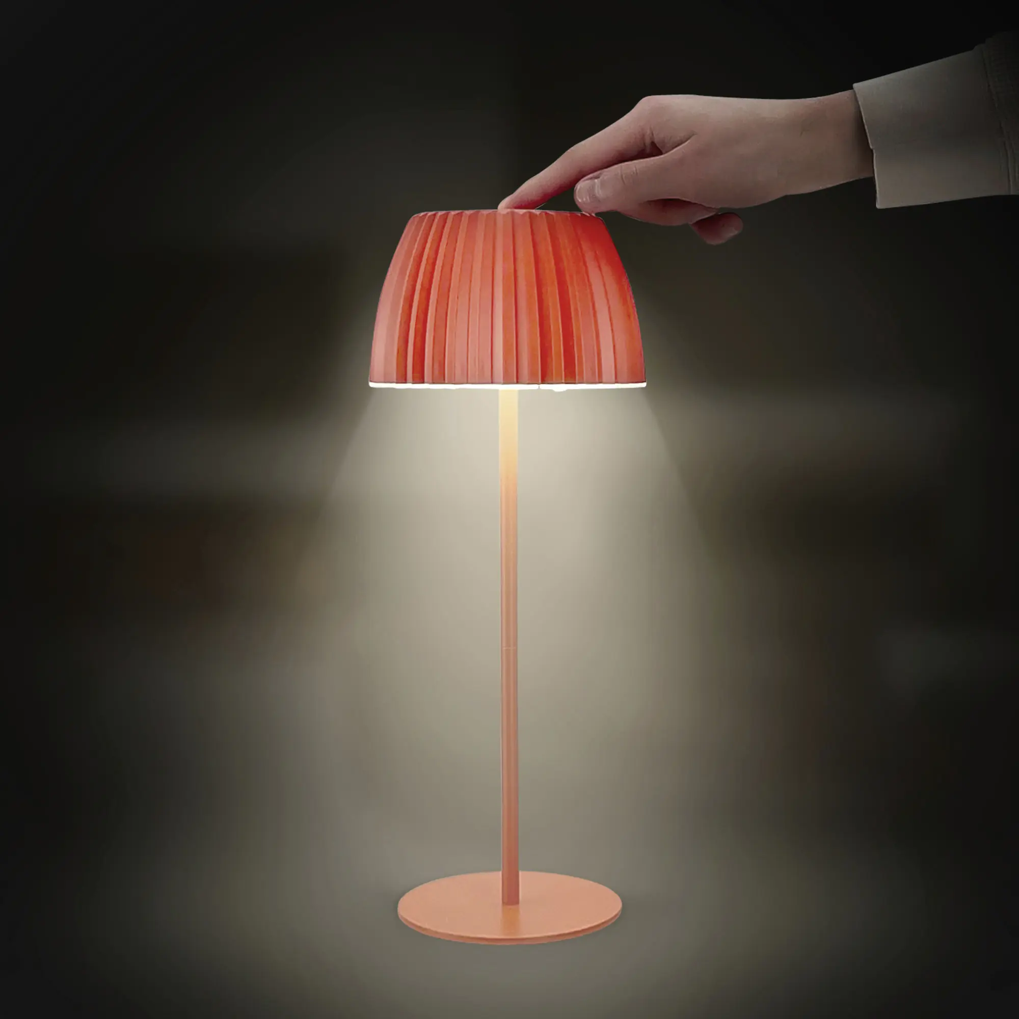 Briloner LED-Tischleuchte Riffle mit Akku orange dimmbar