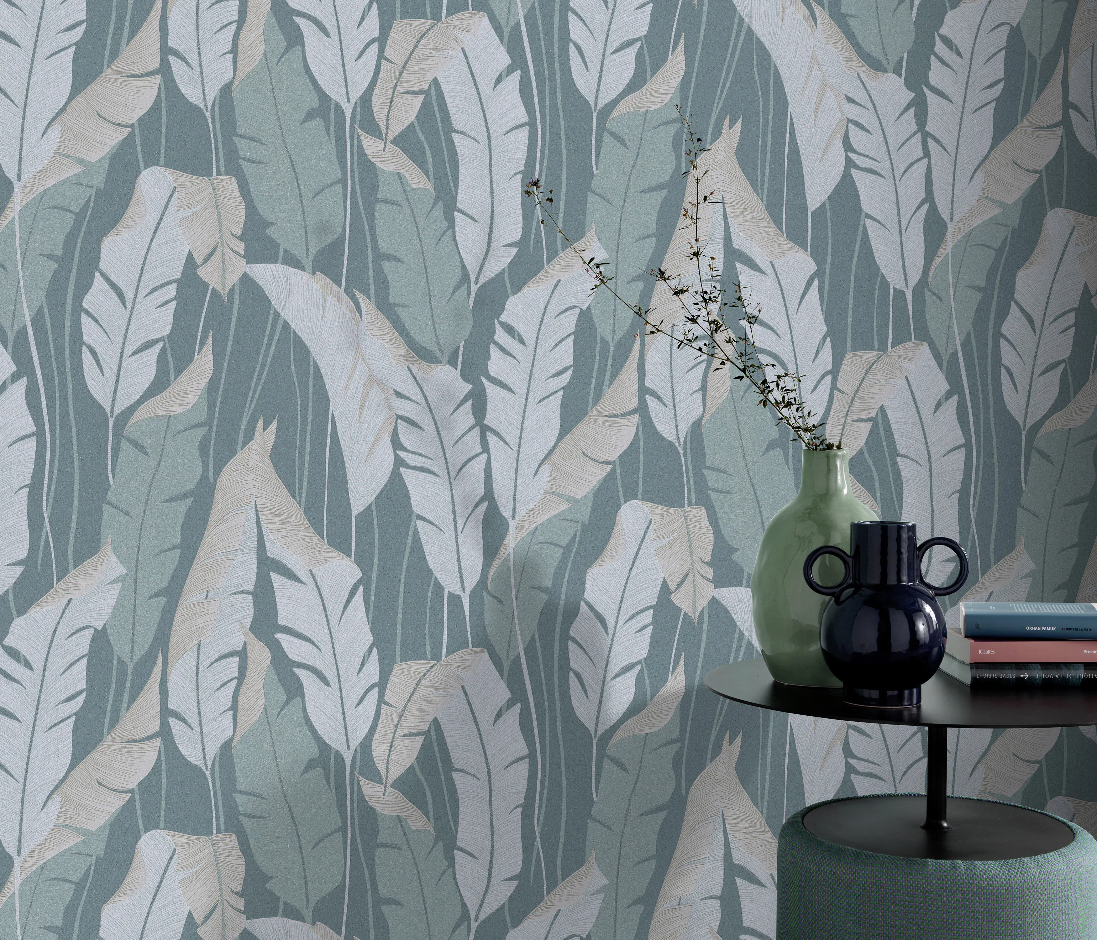 Erismann Vliestapete Floral 4Earth petrol 10,05 x 0,53 m