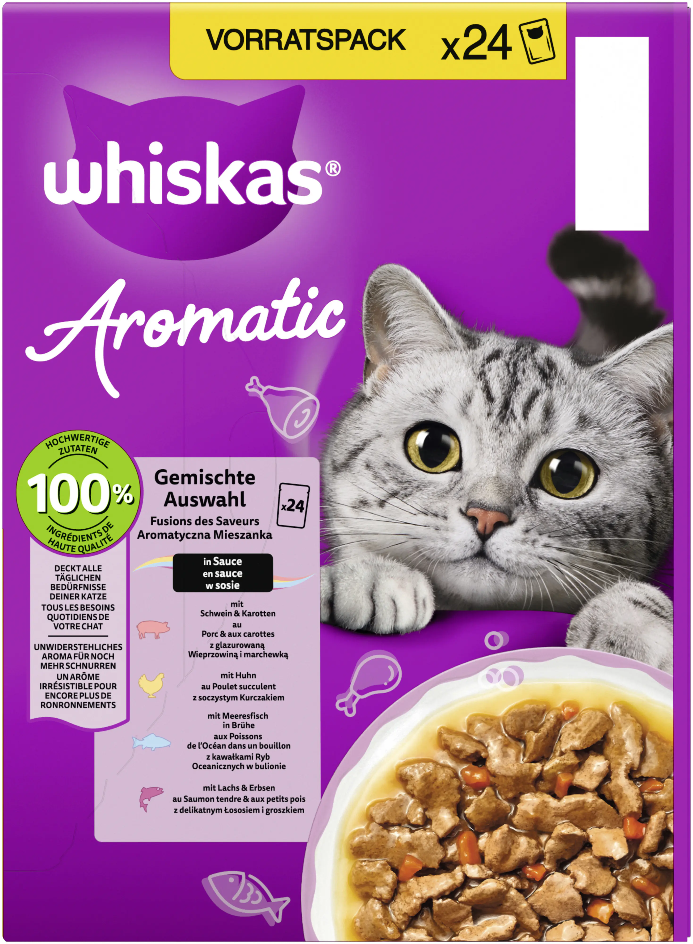 Whiskas Katzennassfutter Aromatic Selection 24 x 85 g Multipack Gemischte Auswahl