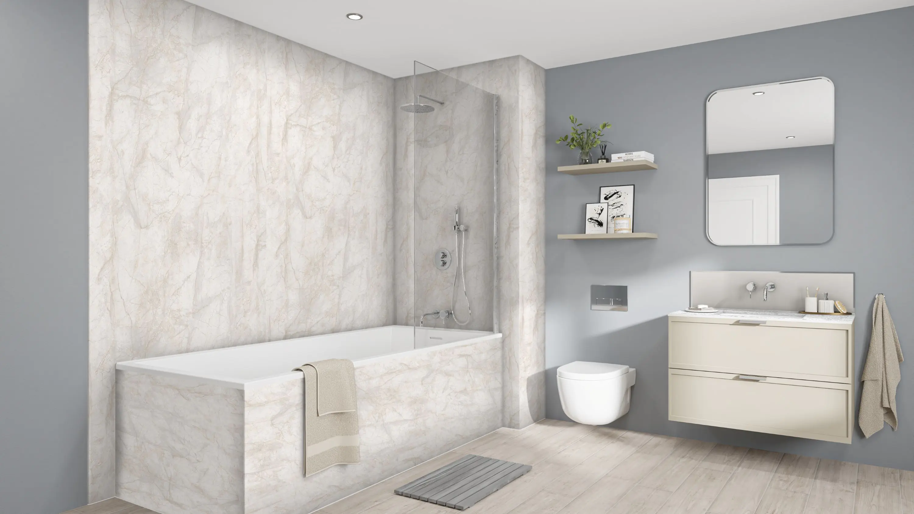Wetwall Elite Wandpaneel  Himalayan Marble 60 x 260 cm mit Nut & Feder