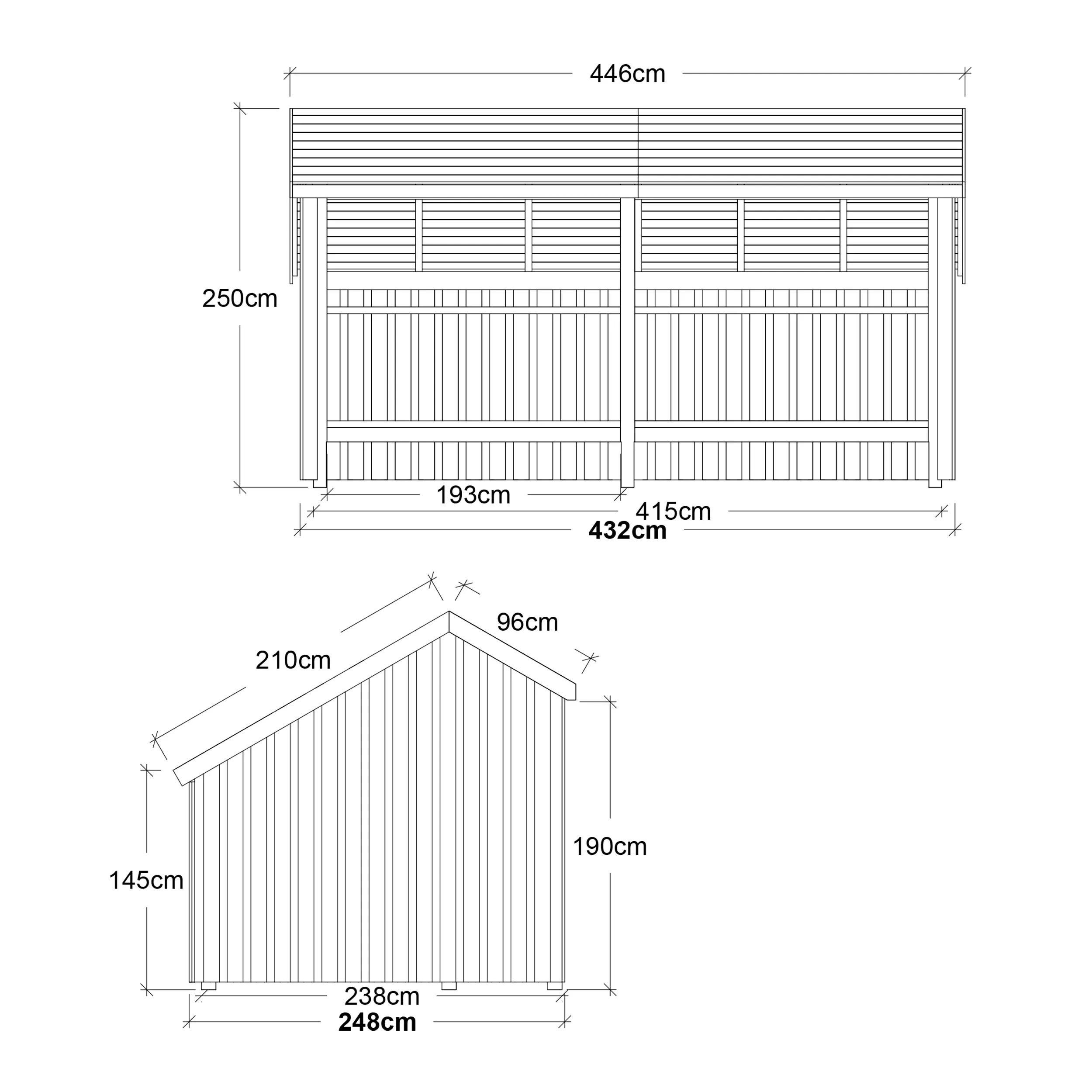 Plus Gartenhaus Multi 2 Module 445 x 258 cm natur