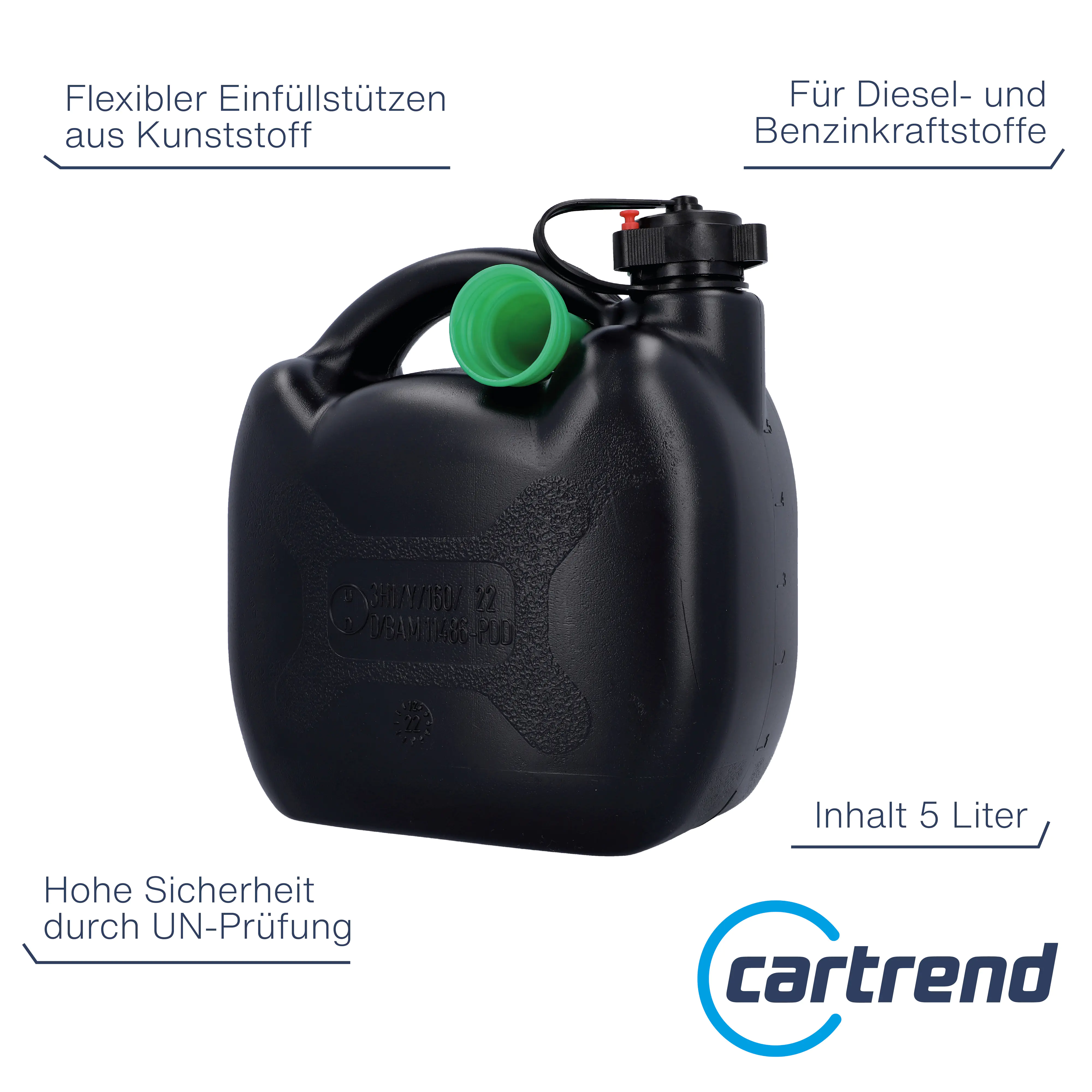 Cartrend Benzinkanister 5 Liter Kunststoff schwarz